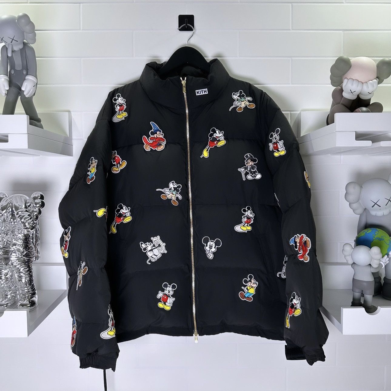 image of Disney x Kith Anniversary Killington Down Puffer Jacket in Black, Men's (Size XL)