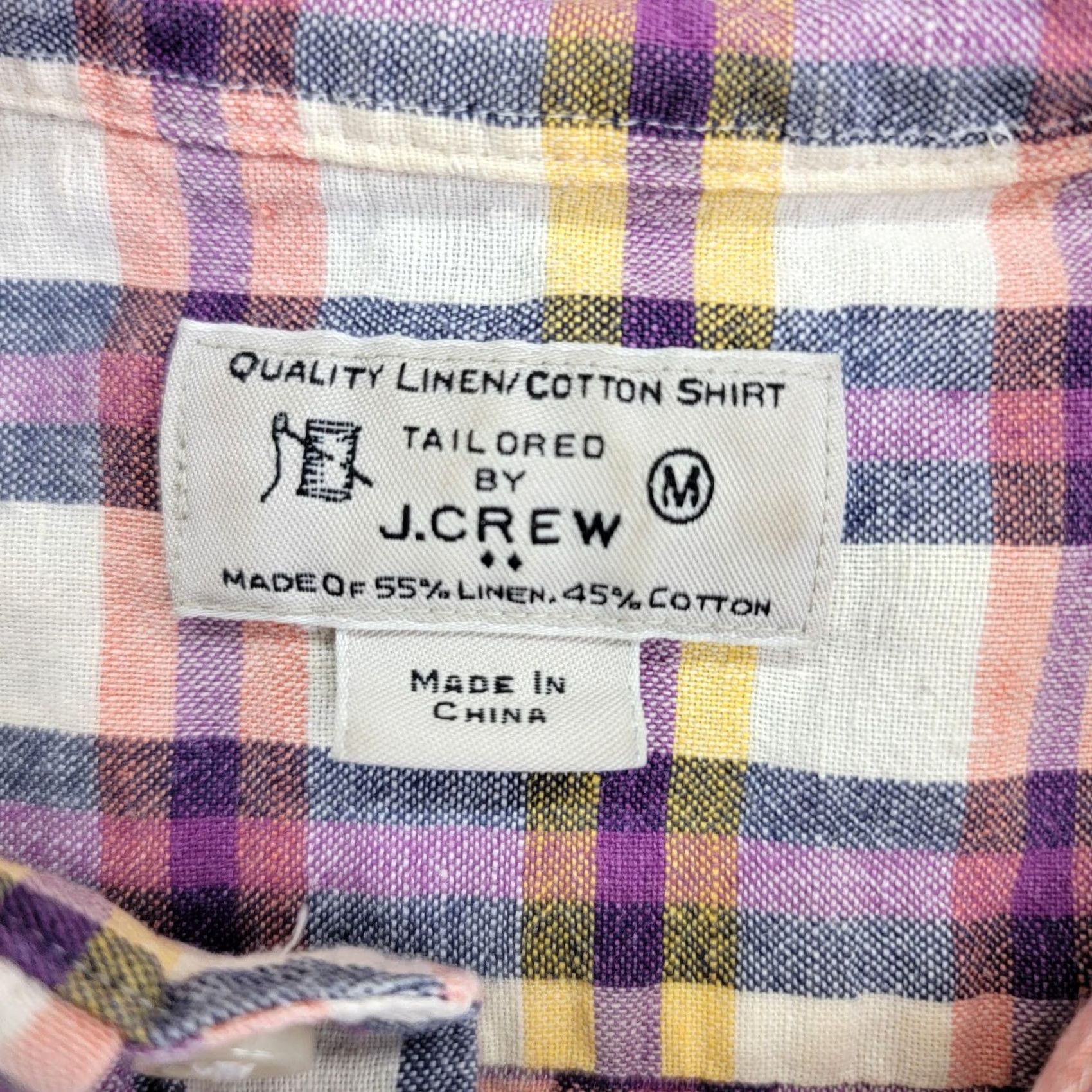 J.Crew J.Crew Shirt Mens M Multicolor Plaid Linen Cotton Button-Down Tailored Size US M / EU 48-50 / 2 - 2 Thumbnail