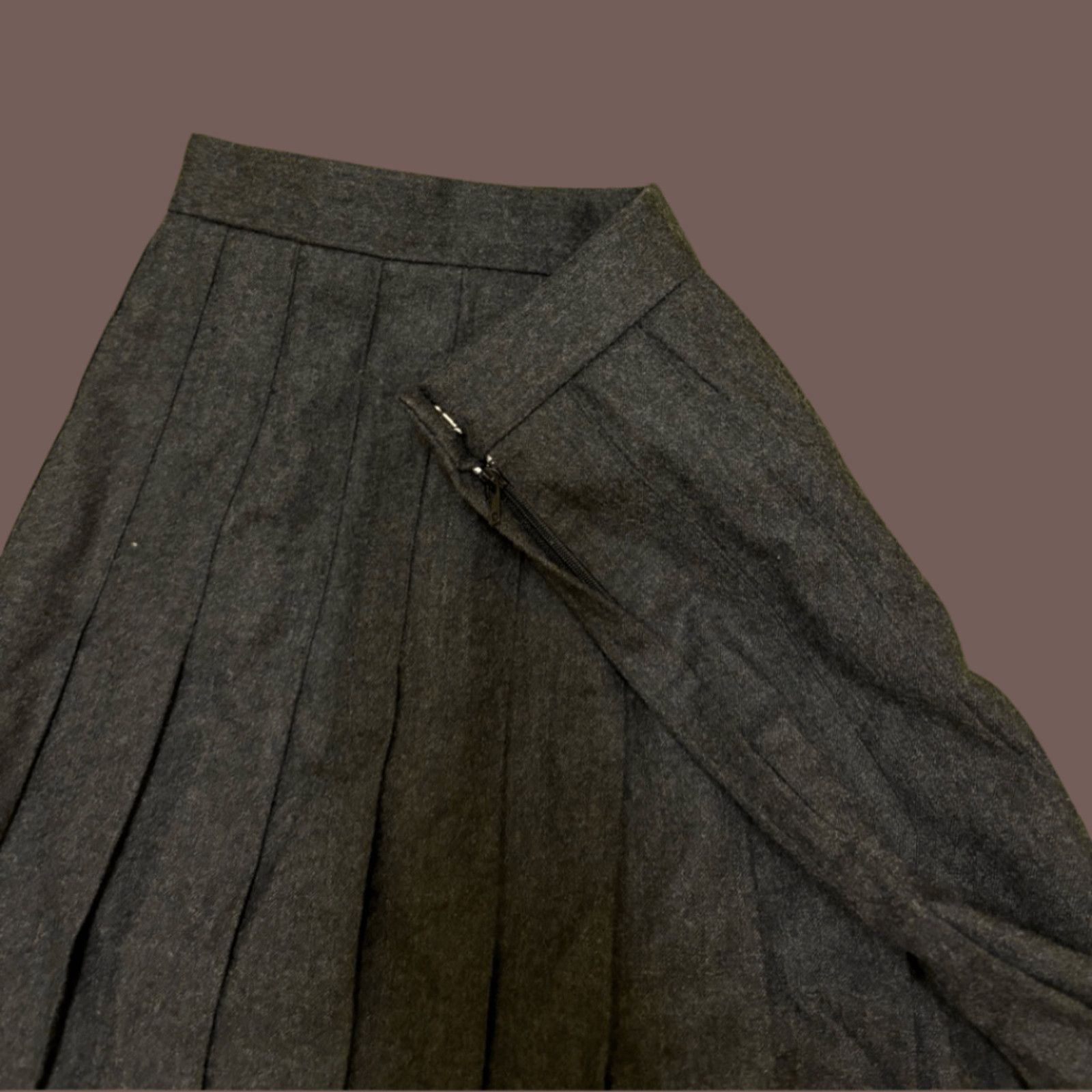 Vintage VTG Pleated Midi Skirt | Talbots Wool Gray | 70s Academia Size 32" / US 10 / IT 46 - 4 Thumbnail