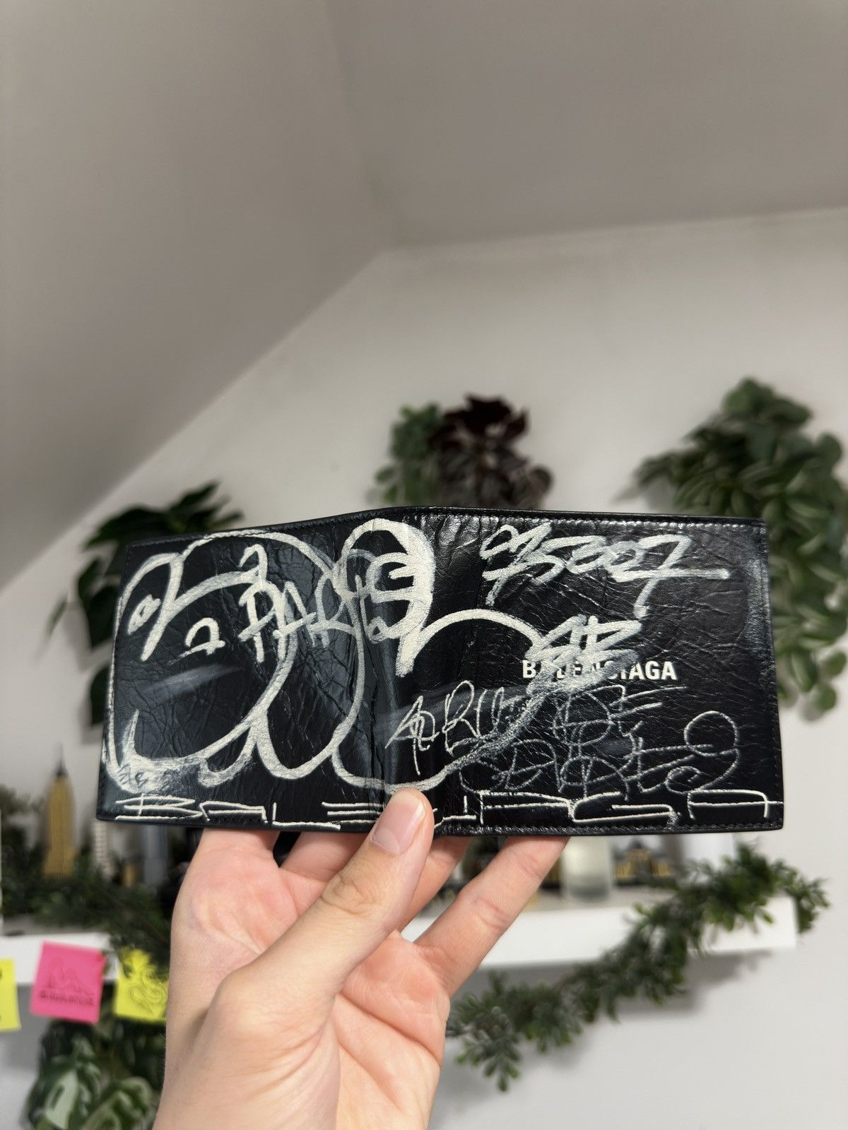 Balenciaga Balenciaga Graffiti Print Leather Bifold Wallet Size ONE SIZE - 5 Thumbnail