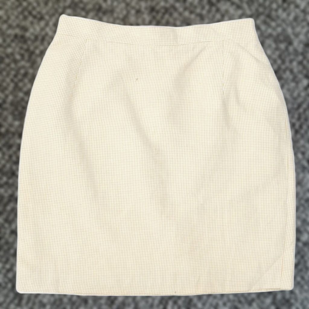Vintage WOMEN Womens Pencil Skirt Beige Check Viscose Small EU 38 W26 Size 28" / US 6 / IT 42 - 1 Thumbnail