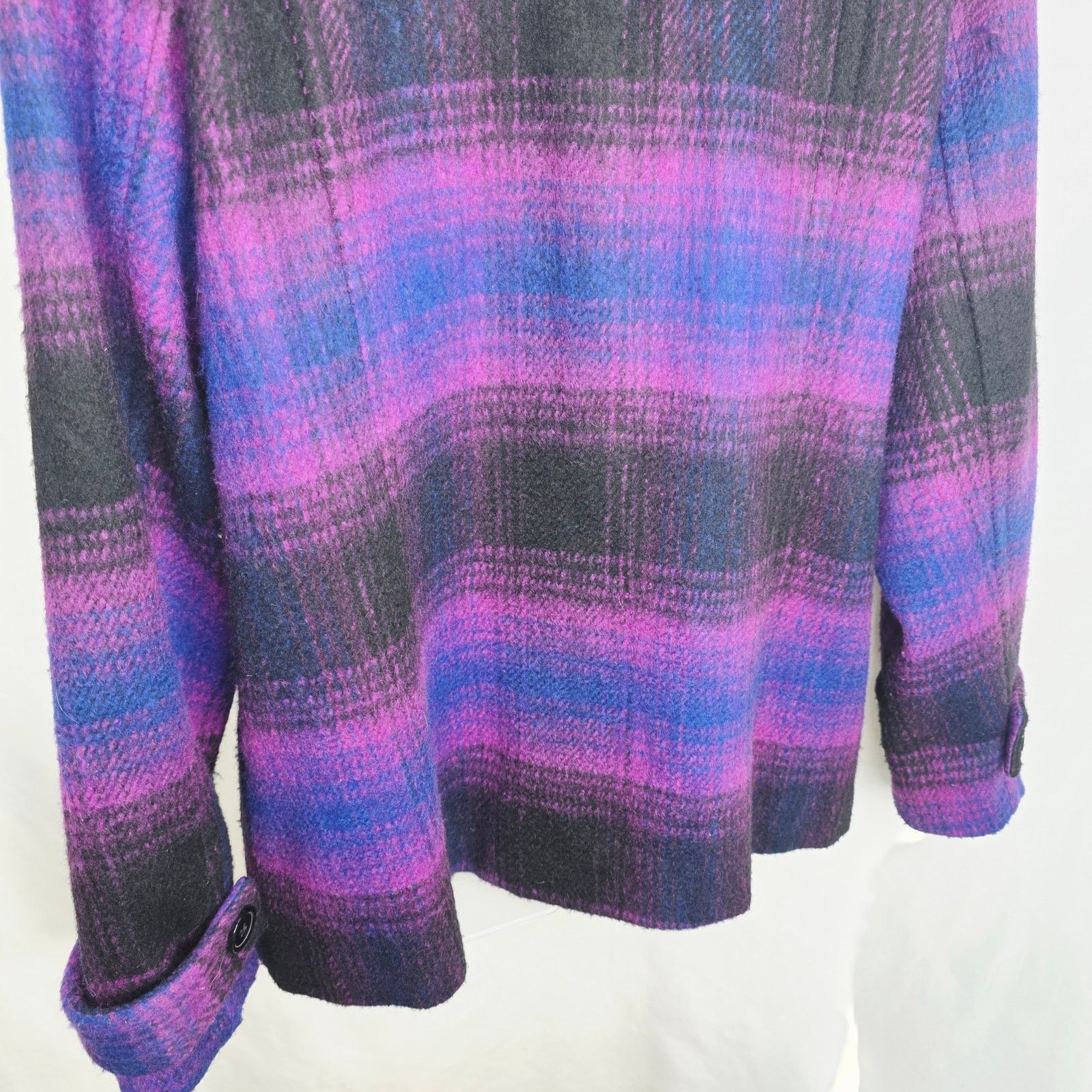 Coldwater Creek Coldwater Creek Purple & Black Plaid Wool Blend Jacket Size XL / US 12-14 / IT 48-50 - 12 Thumbnail