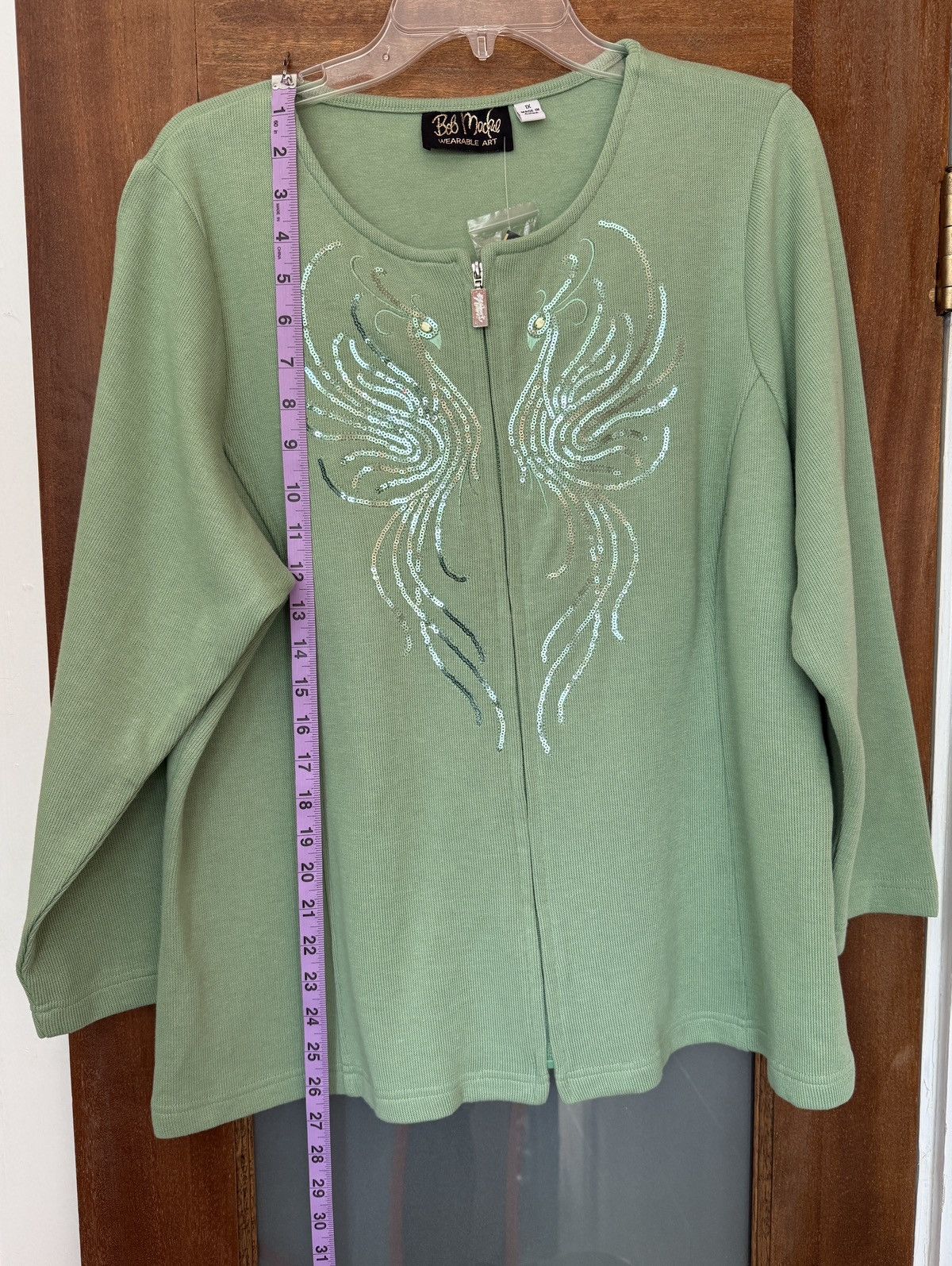 Bob Mackie Bob Mackie Women Plus Wearable Art Mint Green Sequin Peacock Size XXL / US 16-18 / IT 52-54 - 7 Thumbnail