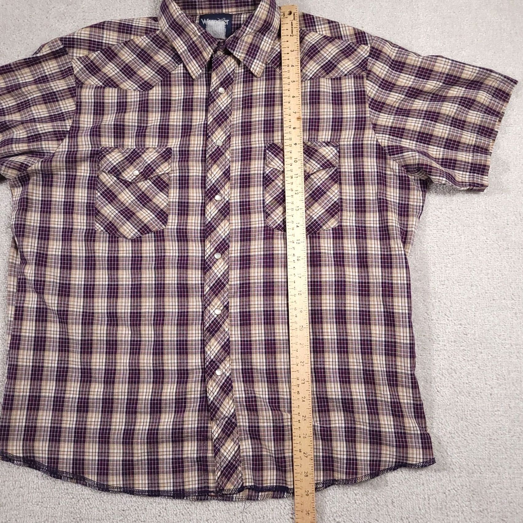 Wrangler Wrangler Short Sleeve Pearl Snap Western Shirt Men's XL Plaid Check Cowboy Work Size US XL / EU 56 / 4 - 7 Thumbnail