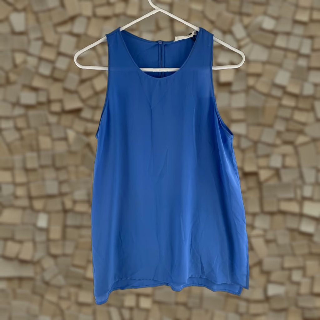 Vintage Lush Blouse Women's Size Small Blue Sleeveless Slit 1/4 Zip Back NWT Shirt Womens Size S / US 4 / IT 40 - 1 Thumbnail