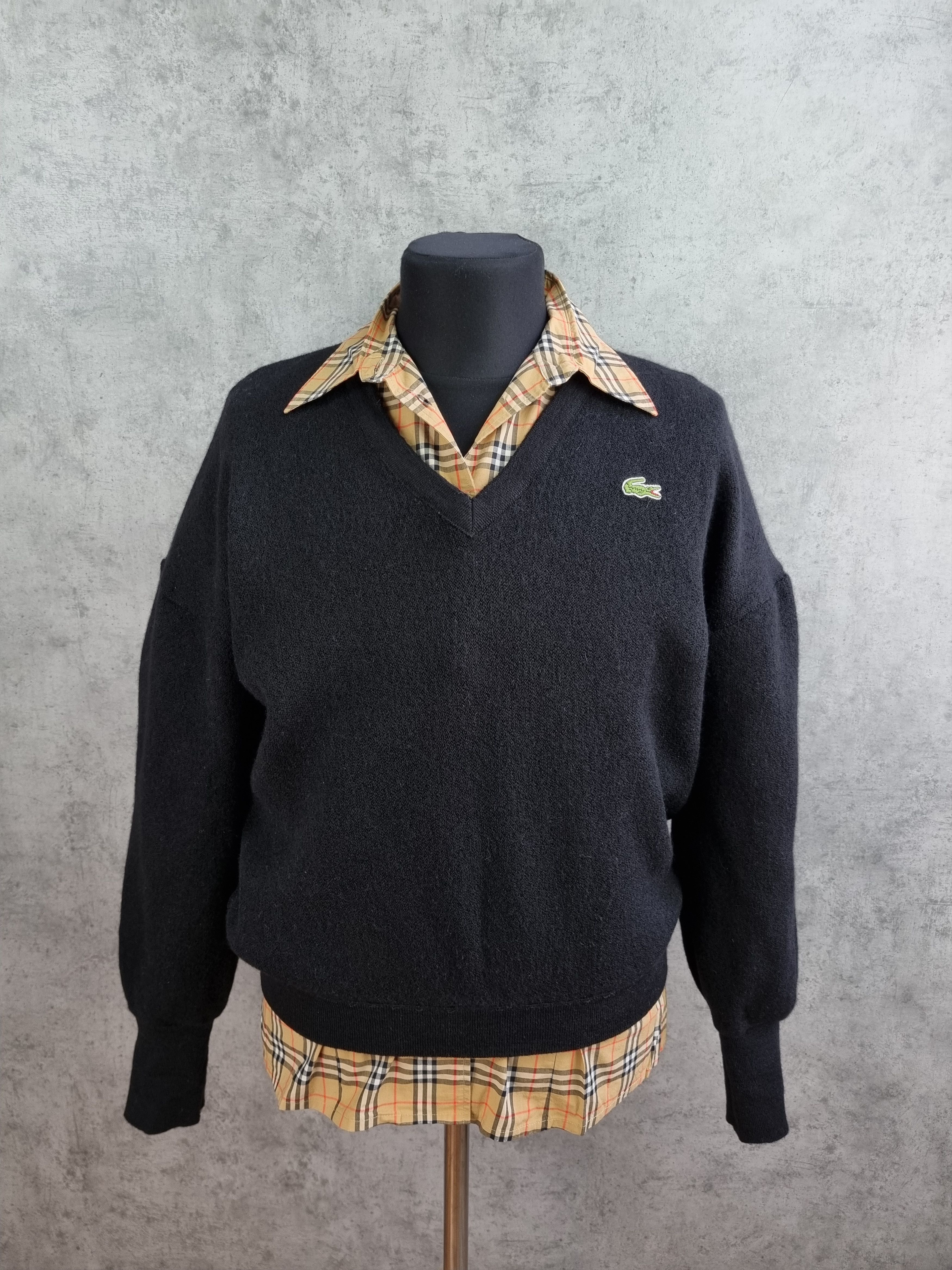 image of Avant Garde x Lacoste Vintage Lacoste Chemise V Neck Wool Sweater in Black, Men's (Size Medium)