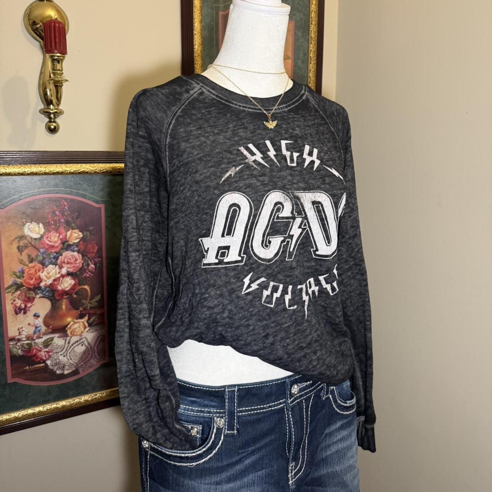 Other Black and Grey AC/DC Long Sleeve Band Tee. Size XS / US 0-2 / IT 36-38 - 2 Thumbnail