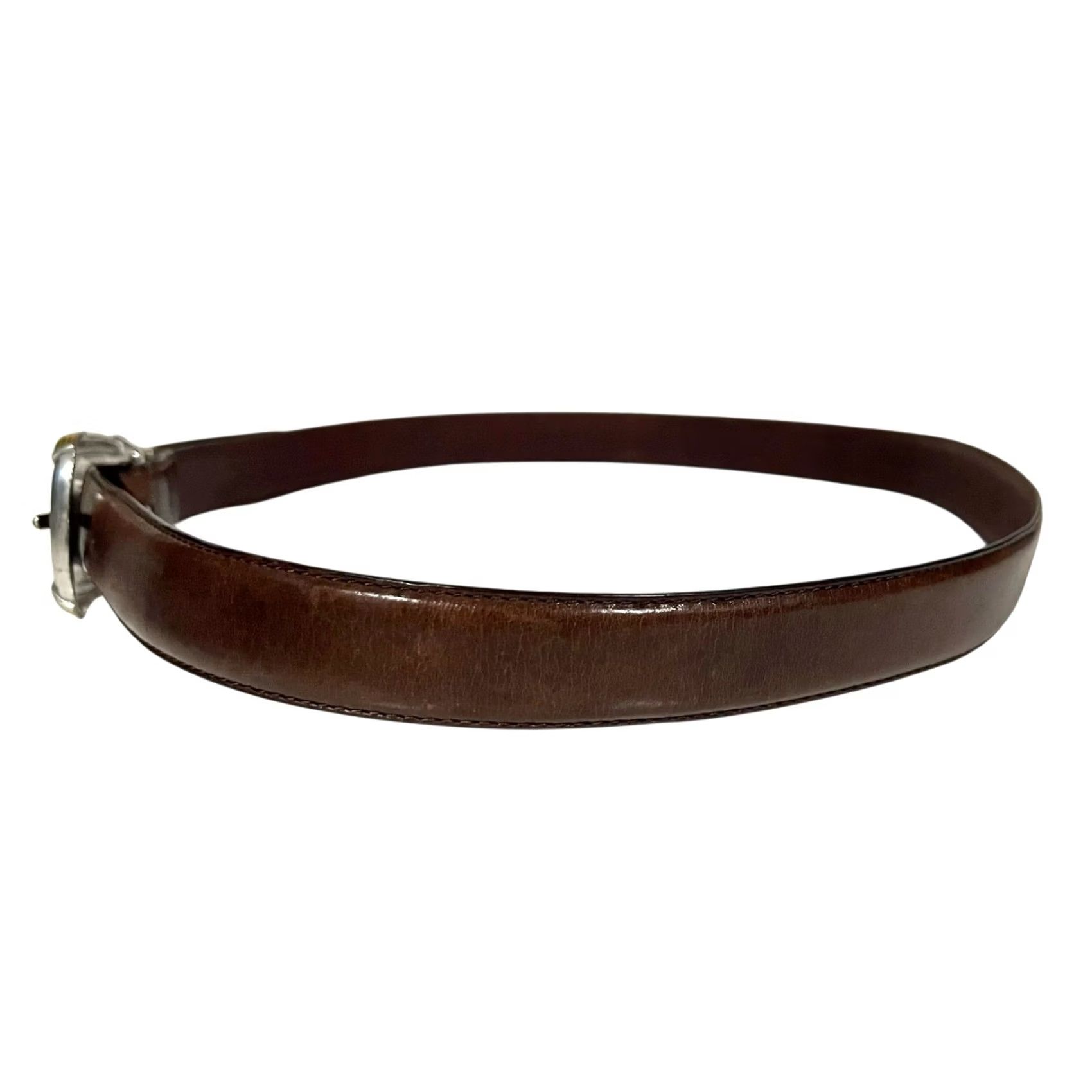 Fossil VINTAGE Fossil Leather Belt Women Brown Gold Silver Toned Buckle 90s Western Size ONE SIZE - 6 Thumbnail