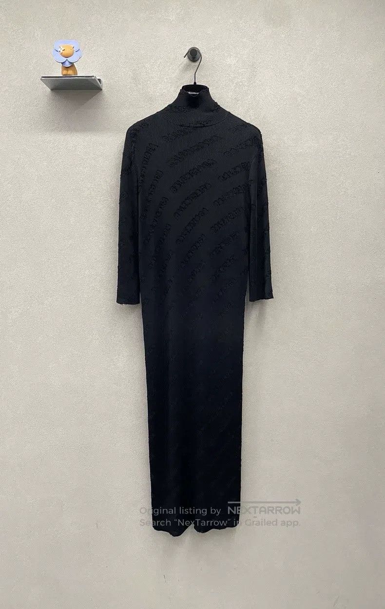 Balenciaga Balenciaga Black Logo Stand Collar Ribbed Mixed Fabric Lon Size S / US 4 / IT 40 - 1 Thumbnail