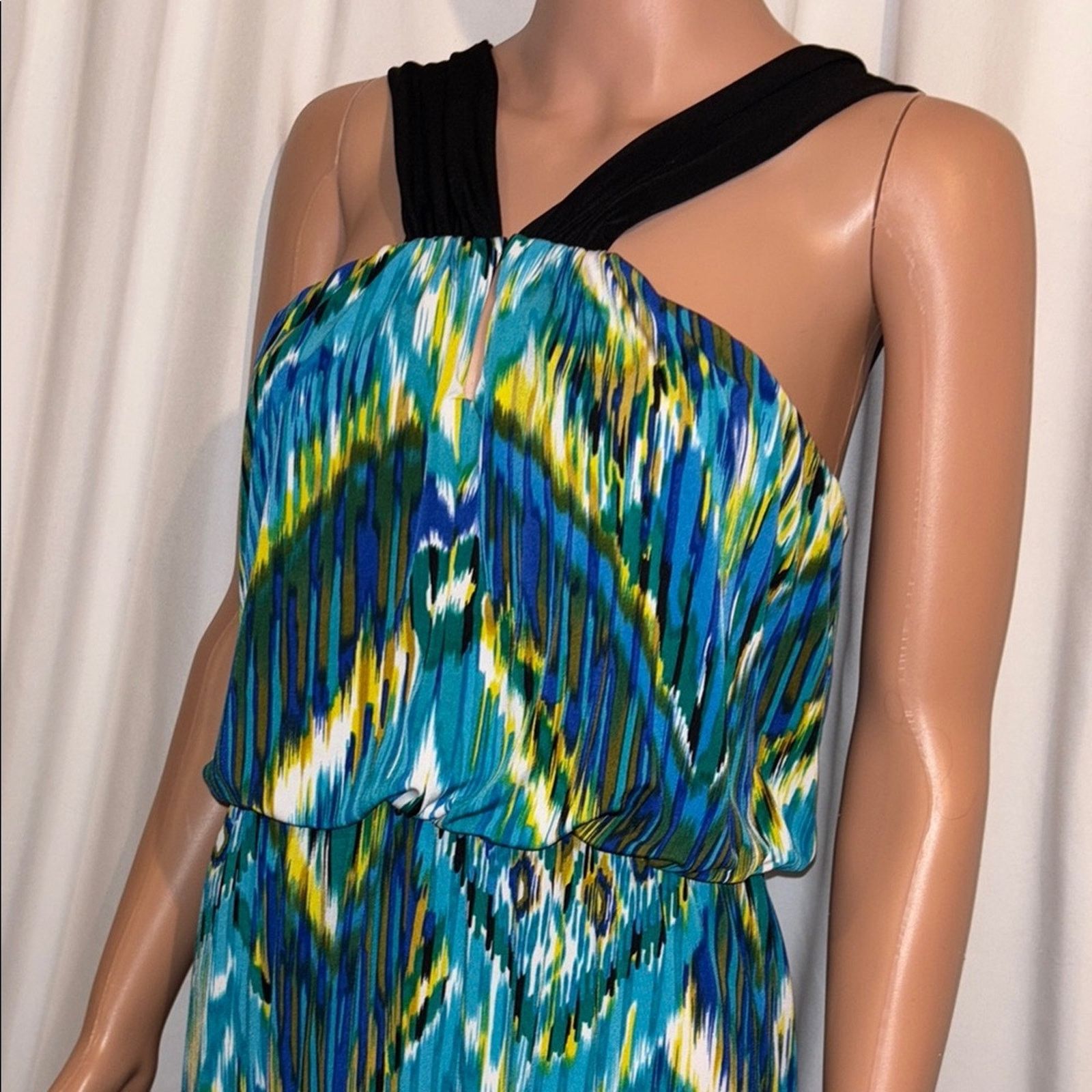 The Unbranded Brand Enfocus Blue/Black Patterned Maxi Dress Size 14 Size XL / US 12-14 / IT 48-50 - 2 Thumbnail