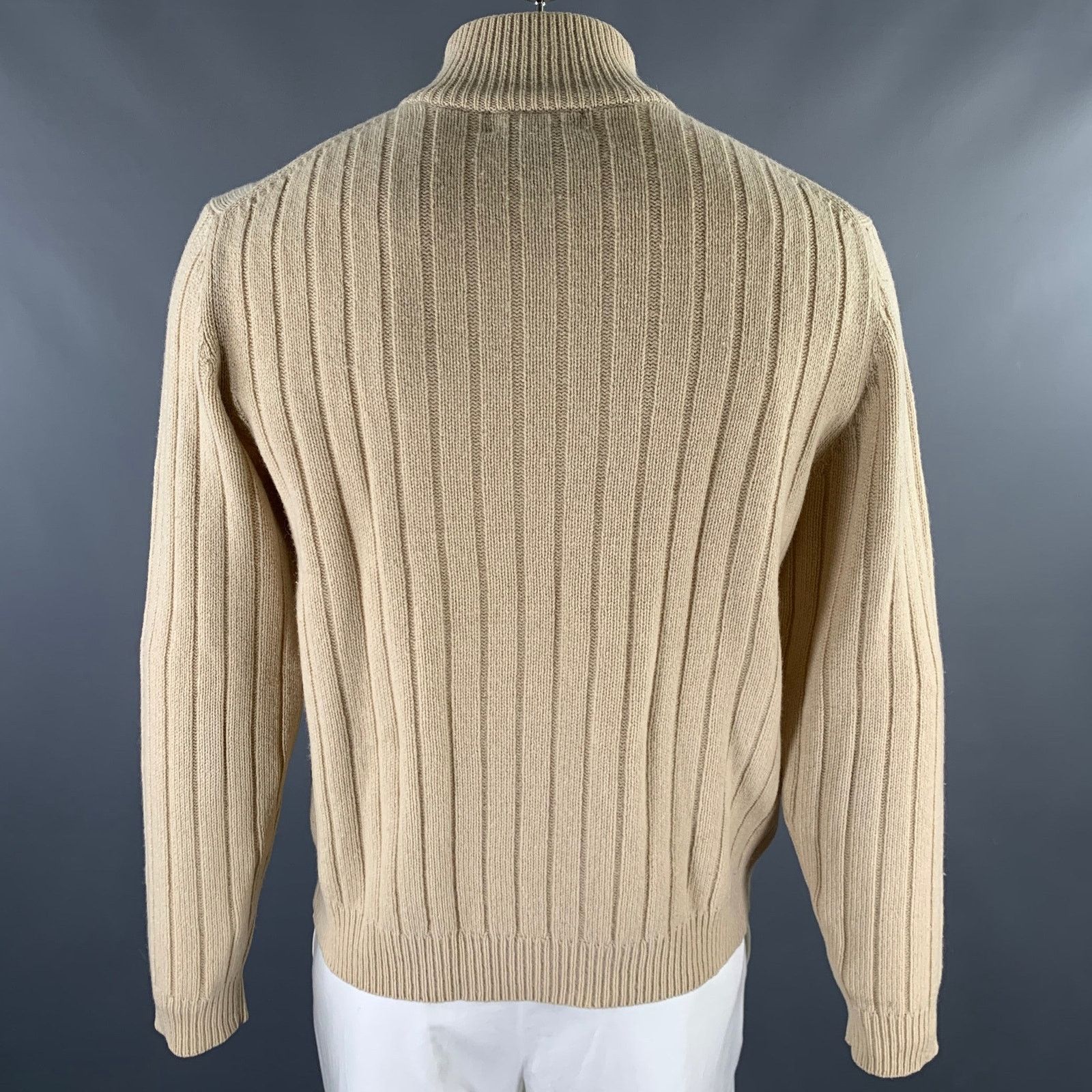 Brooks Brothers BROOKS BROTHERS Size L Cream Cable Wool Quarter Zip Sweater Size US L / EU 52-54 / 3 - 4 Thumbnail