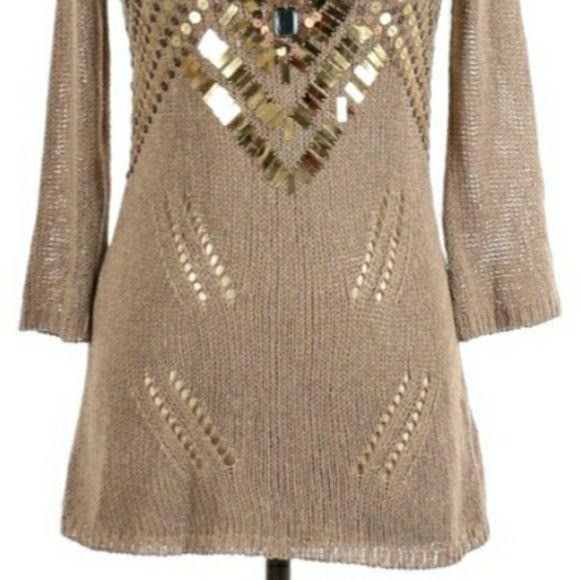 Vintage Vtg 90's Vertigo Paris Tunic Sweater Sz M Gold Sequin Beaded Size M / US 6-8 / IT 42-44 - 5 Thumbnail
