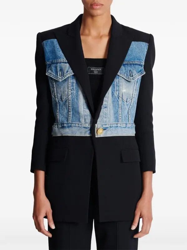 Balmain o1s1wg111225 Panelled Blazer in Black Size S / US 4 / IT 40 - 2 Thumbnail