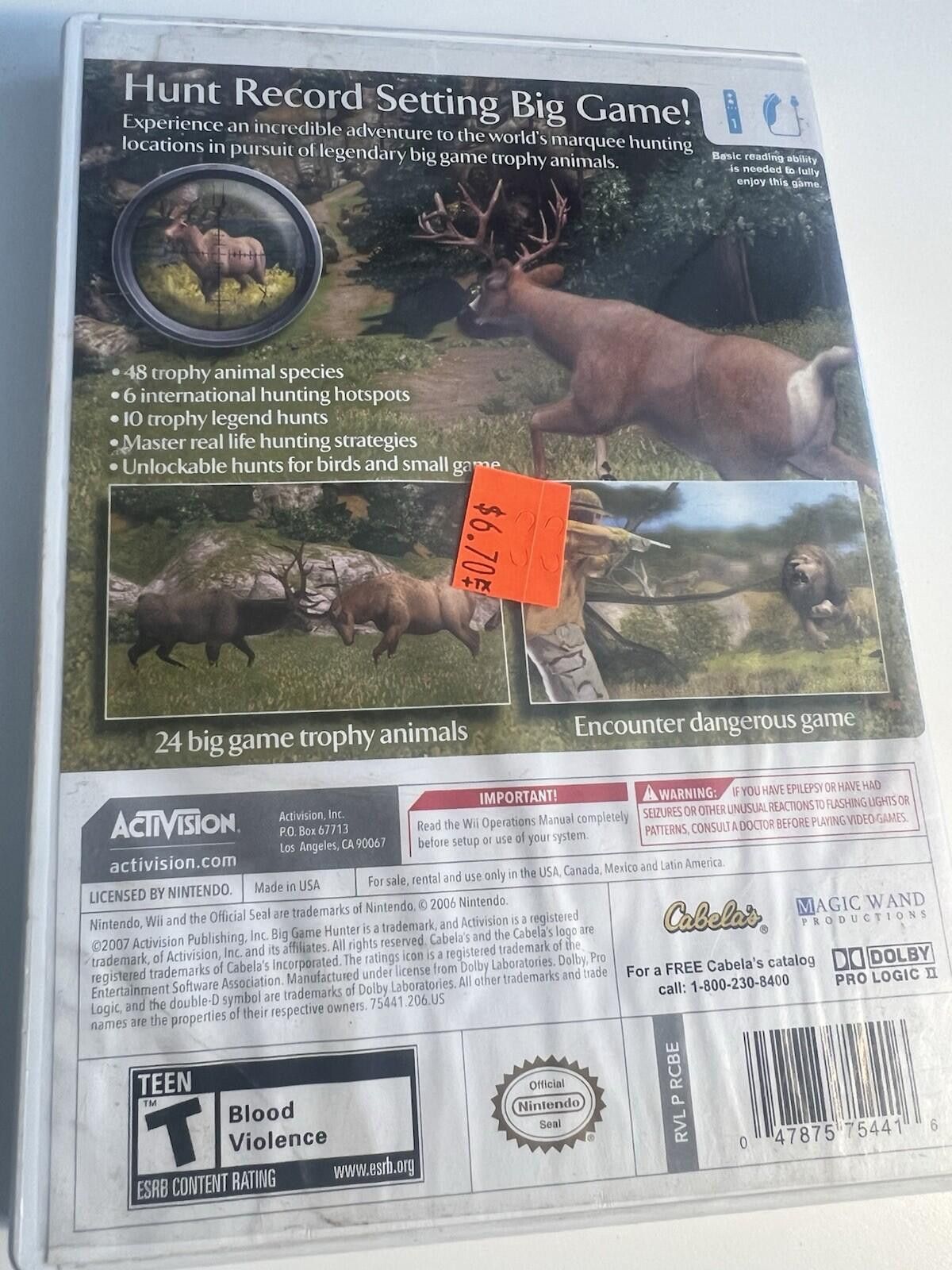 Other Cabelas Big Game Hunter Nintendo Wii Complete in Box Size ONE SIZE - 8 Thumbnail