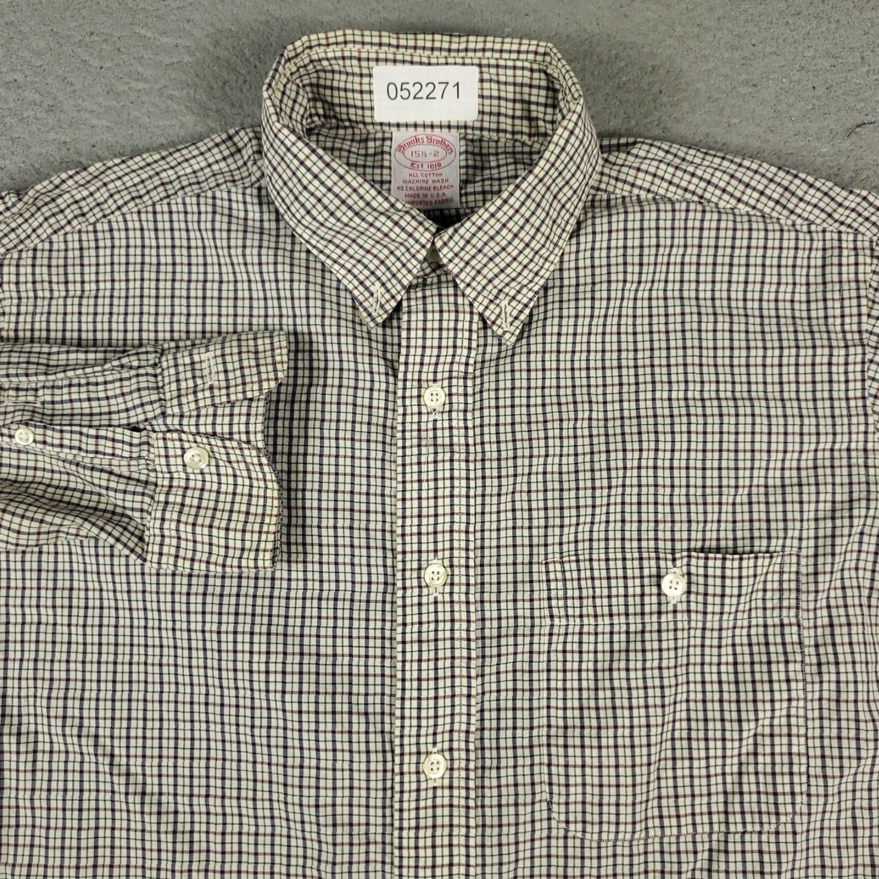 Brooks Brothers VINTAGE Brooks Brothers Shirt Mens 15.5 Blue Plaid Dress Button Up Long Sleeve Cotton Regular Classic Size 40R - 2 Thumbnail