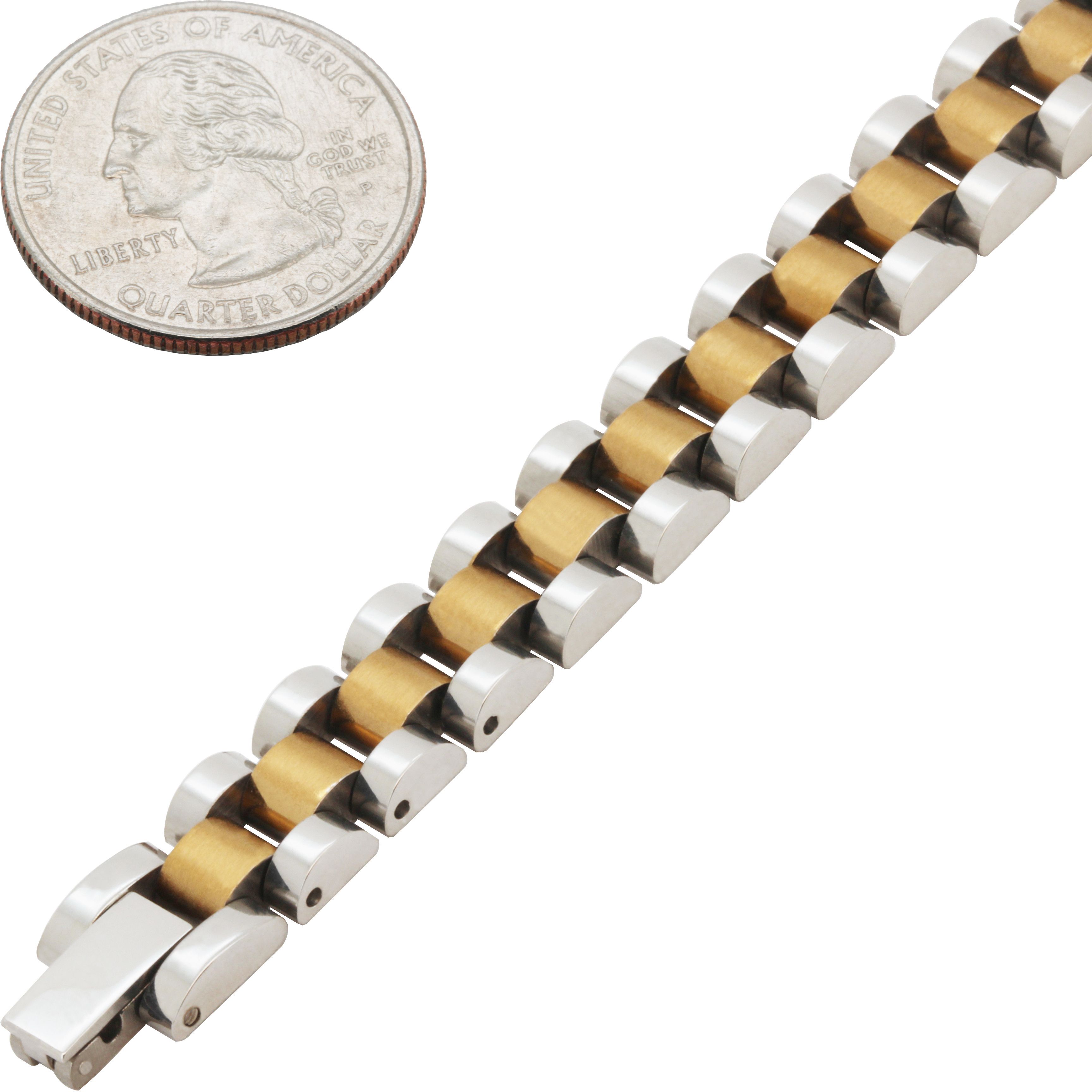 Other 316L SS 18k GP 10mm Watch Strap Chain Link Bracelet 8.25” Size ONE SIZE - 1 Preview