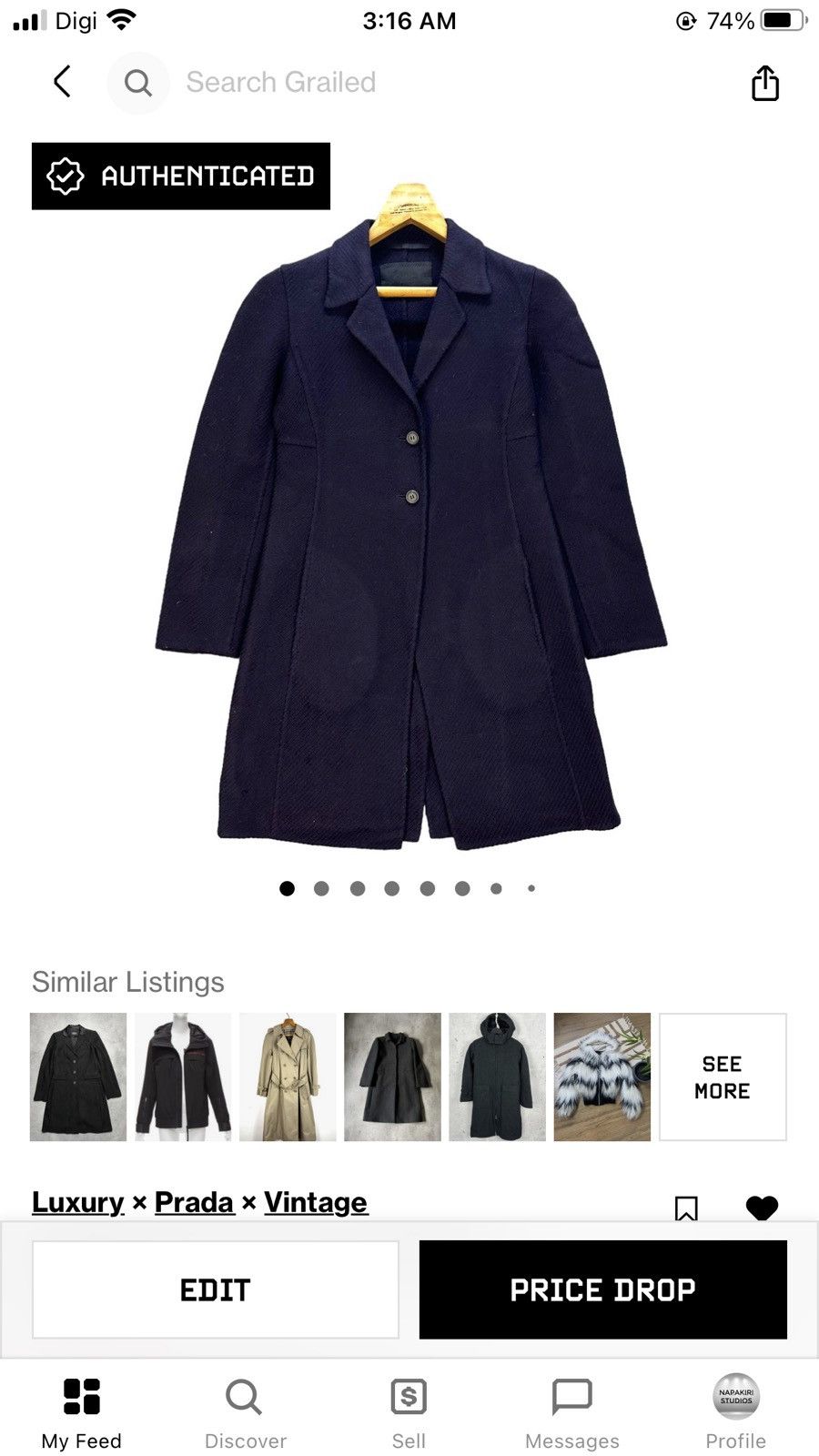 Prada PRADA MILANO PURPLE WOOL COAT #7781-171 Size S / US 4 / IT 40 - 14 Thumbnail