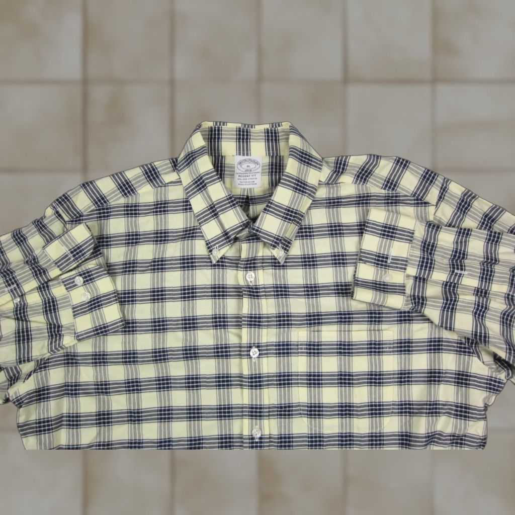 Brooks Brothers Brooks Brothers Shirt XL Blue Yellow Plaid Button-Up Mens Regular Collar Gift N/A Size US XL / EU 56 / 4 - 1 Thumbnail
