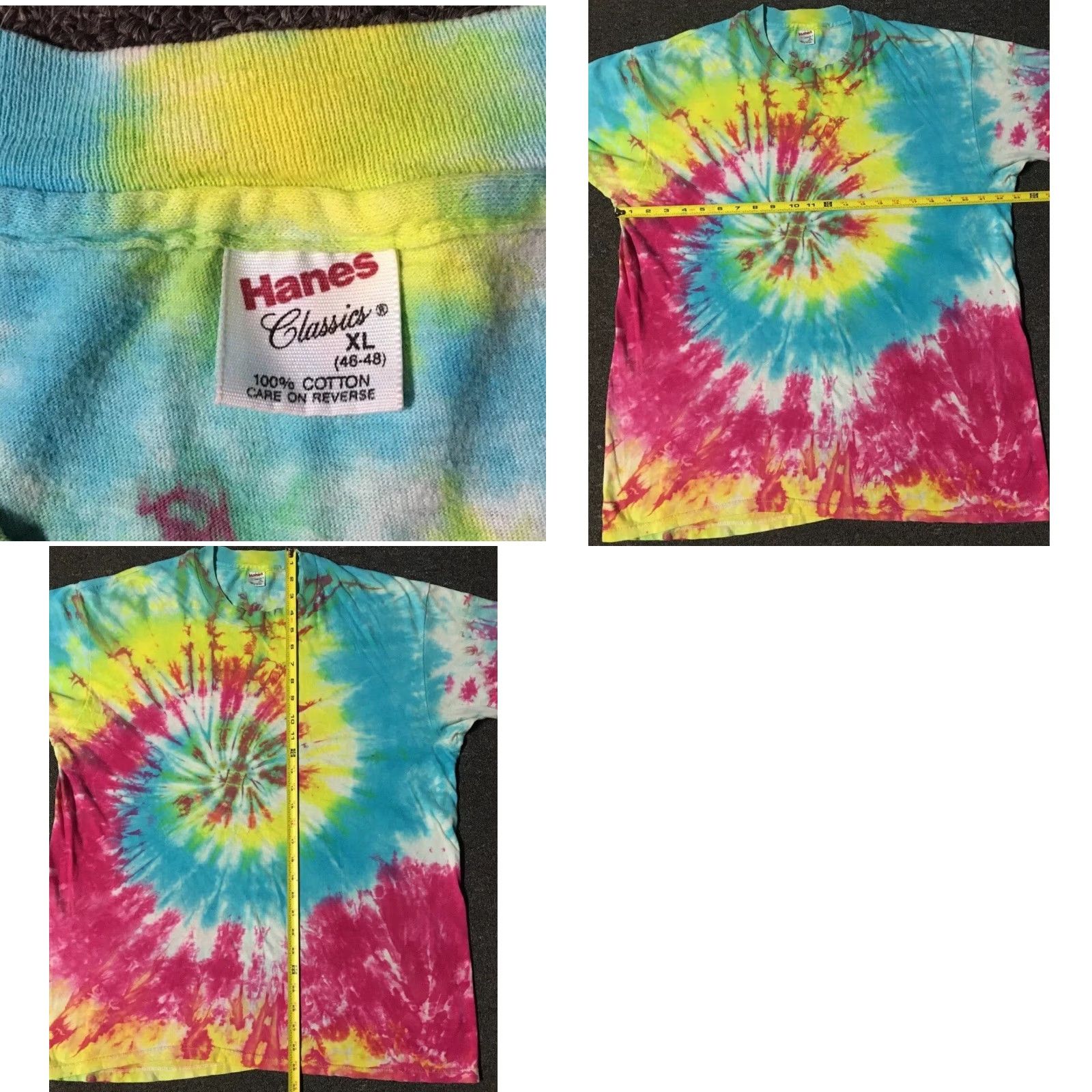 Hanes VINTAGE Hanes Faded Tie Dye Shirt XL USA Hippie Grunge 90s All Over Print T-Shirt Men Hipster Graphic Tee Size US XL / EU 56 / 4 - 8 Thumbnail
