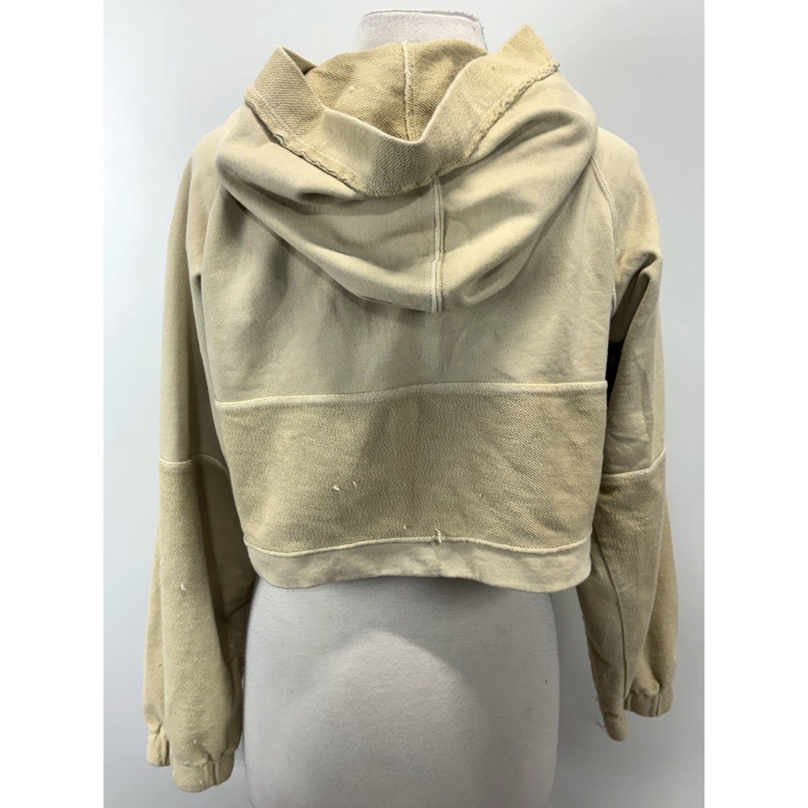 Free People Free People Sweatshirt Hoodie XS Women Yellow Henley Button Pullover Bohemian Activewear Long Sleeve Cotton Solid Distressed Drawstring Missing Size XS / US 0-2 / IT 36-38 - 3 Thumbnail