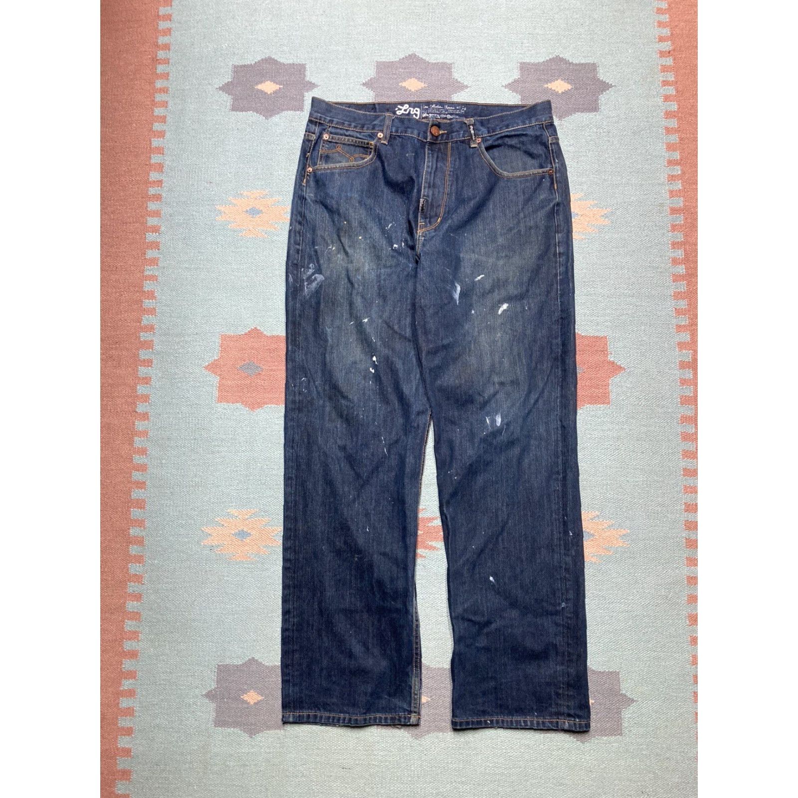 Vintage VINTAGE LRG Jeans Wide-Leg Embroidered Baggy 36x33 Men Union Lifted Research Group Skater Blue Size US 36 / EU 52 - 7 Thumbnail