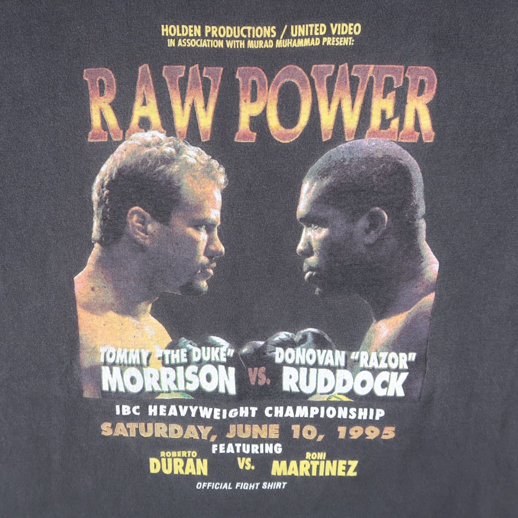 Hanes VINTAGE Tommy Morrison Donovan Ruddock IBC Heavyweight Championship Shirt XL Hanes Graphic Tee Black 1990s Mens Size US XL / EU 56 / 4 - 3 Thumbnail
