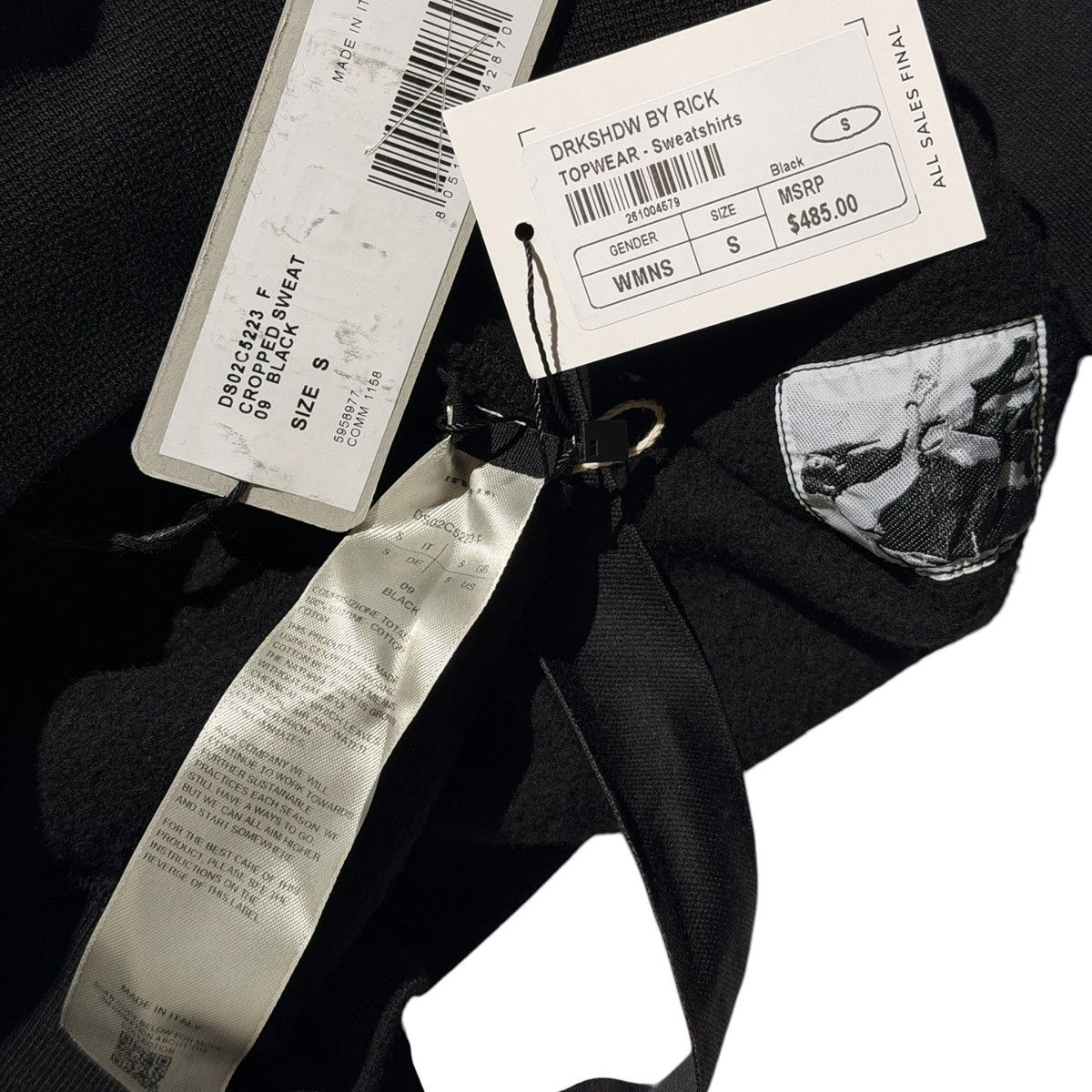 Rick Owens Cropped slit sleeve crewneck Size US S / EU 44-46 / 1 - 2 Thumbnail