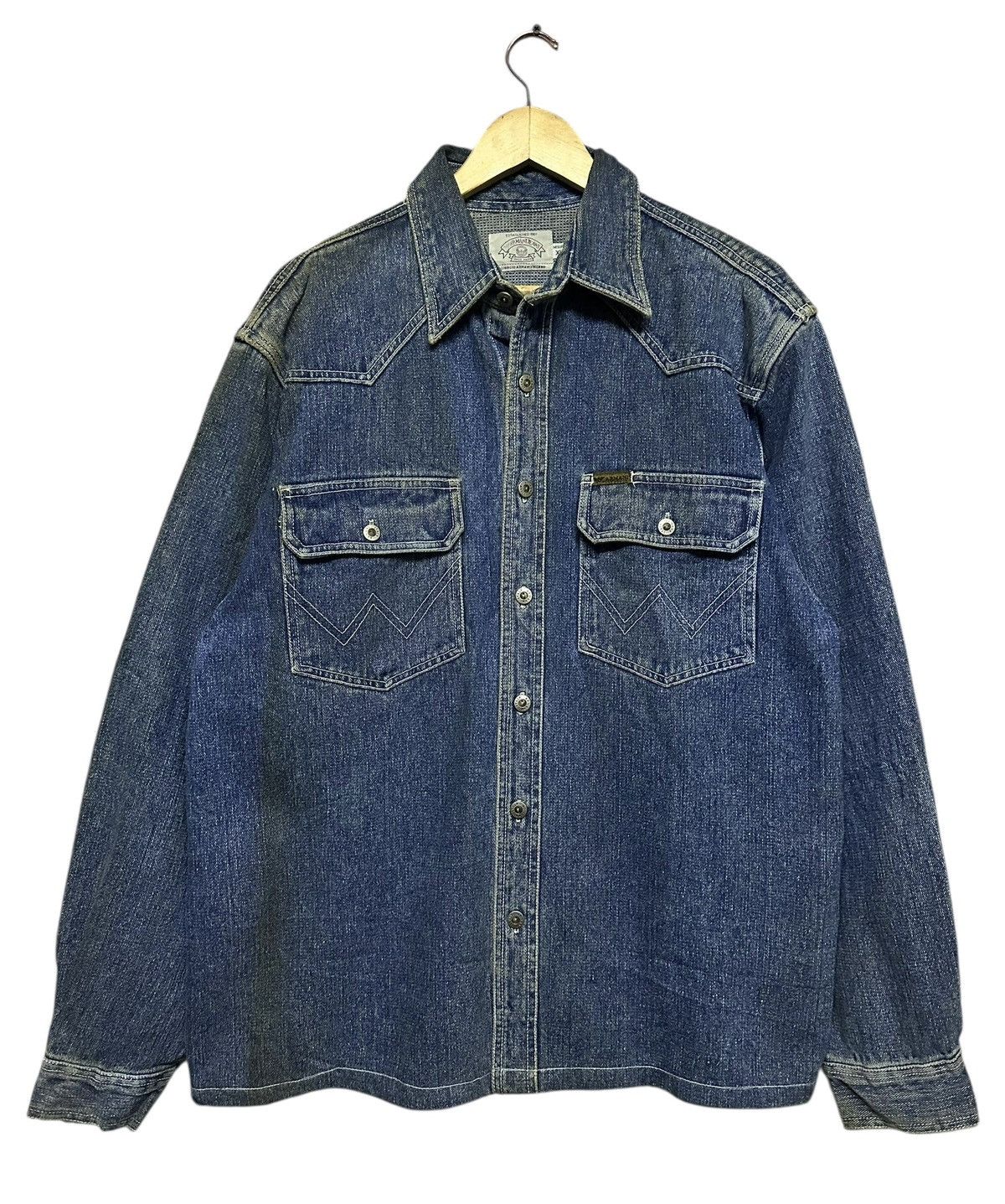 Emporio Armani × Giorgio Armani × Vintage Vtg🔥Armani Jeans Giorgio Armani Milano Denim Button Up Shirt Size US XL / EU 56 / 4 - 2 Thumbnail
