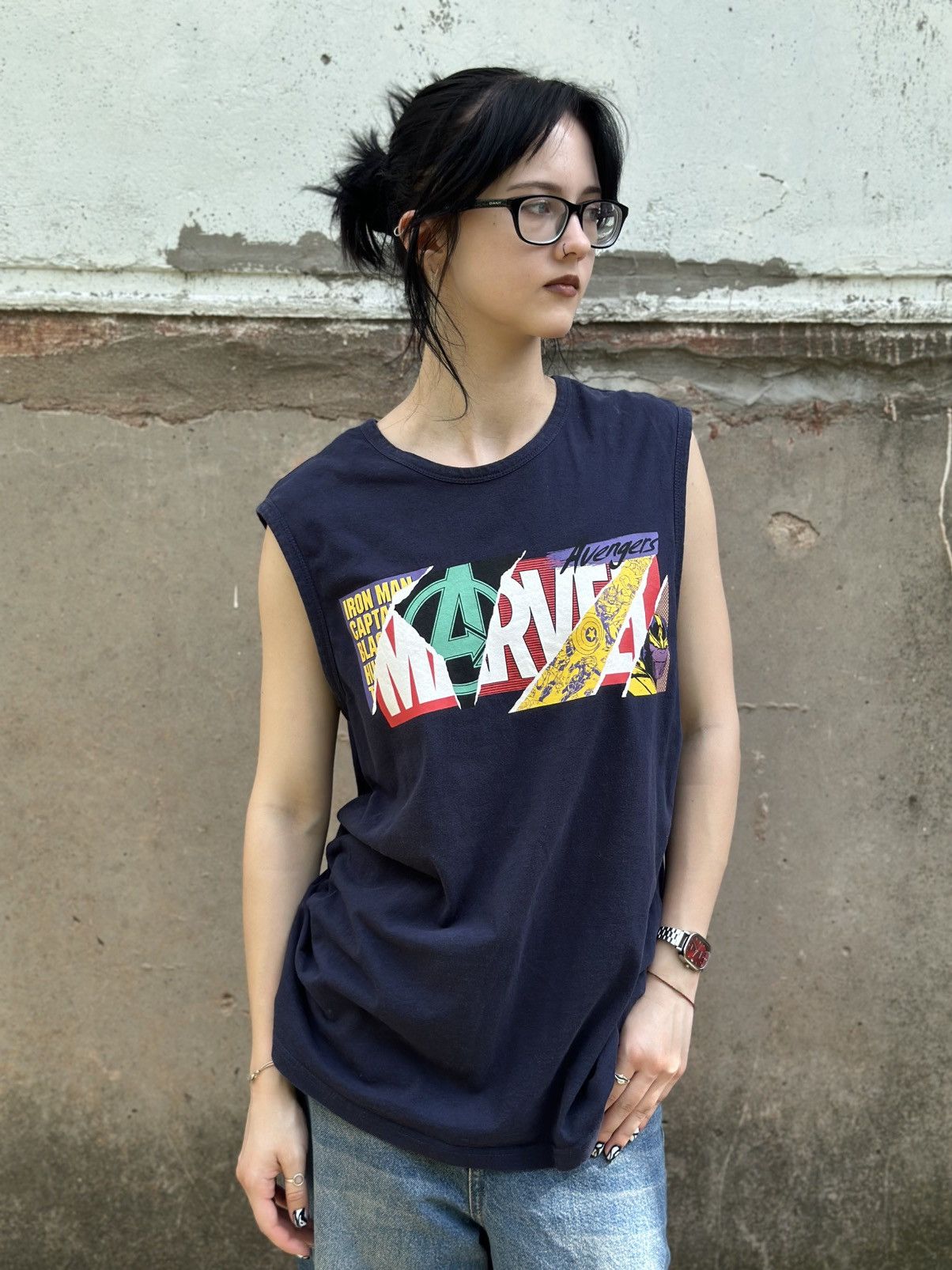 Marvel Comics VTG Marvel Tank Top Sleeves Big Logo Size L Y2K 00s USA Hype Size US L / EU 52-54 / 3 - 1 Thumbnail