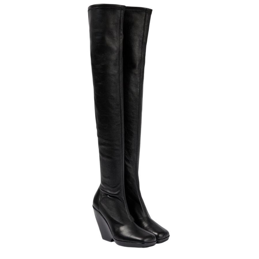 KHAITE Khaite Morgan Over-The-Knee Black Leather Boots Size US 6.5 / IT 36.5 - 1 Thumbnail