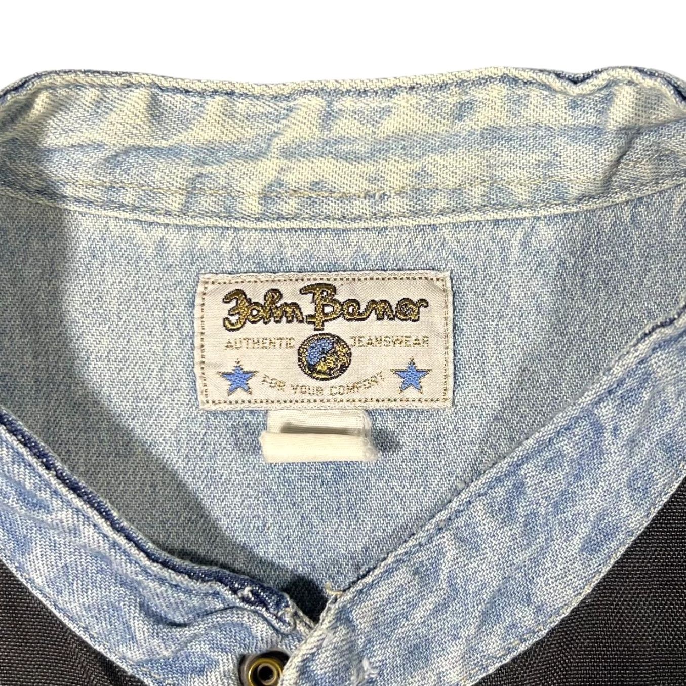 Denime VINTAGE John Baner Blue Denim Cowboy Western Grandad Collar Long Sleeve Shirt XL Size US XL / EU 56 / 4 - 3 Thumbnail
