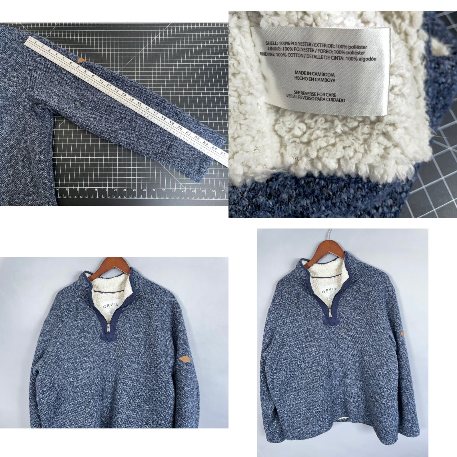 Orvis Orvis Sherpa Lined 1/4 Zip Fleece Sweater Adult XL Dark Blue Heavy Pullover Size US XL / EU 56 / 4 - 8 Thumbnail