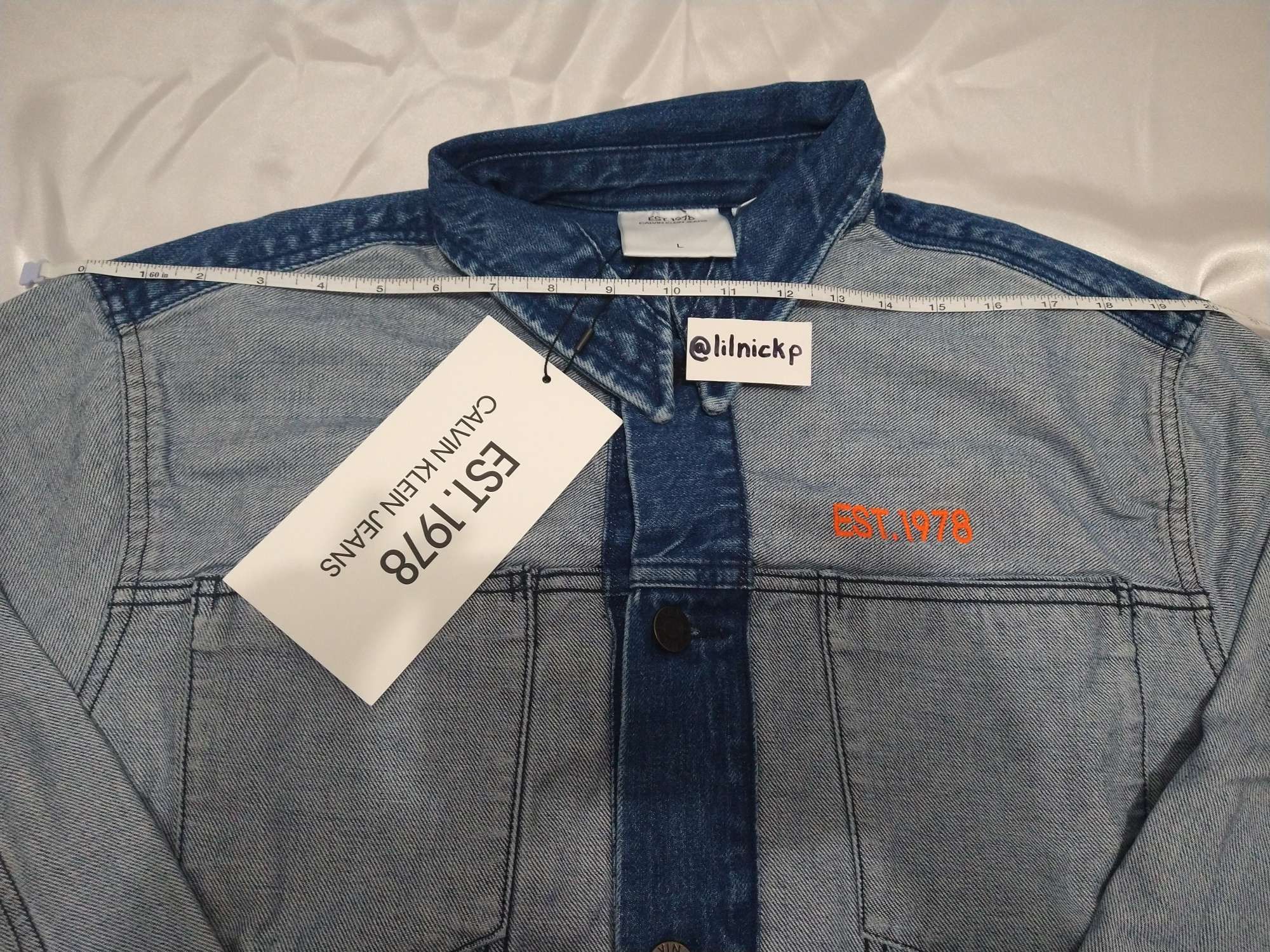 Calvin Klein 205W39NYC EST. 1978 Inside Out Indigo Stone Denim Trucker Jacket Size US L / EU 52-54 / 3 - 6 Thumbnail