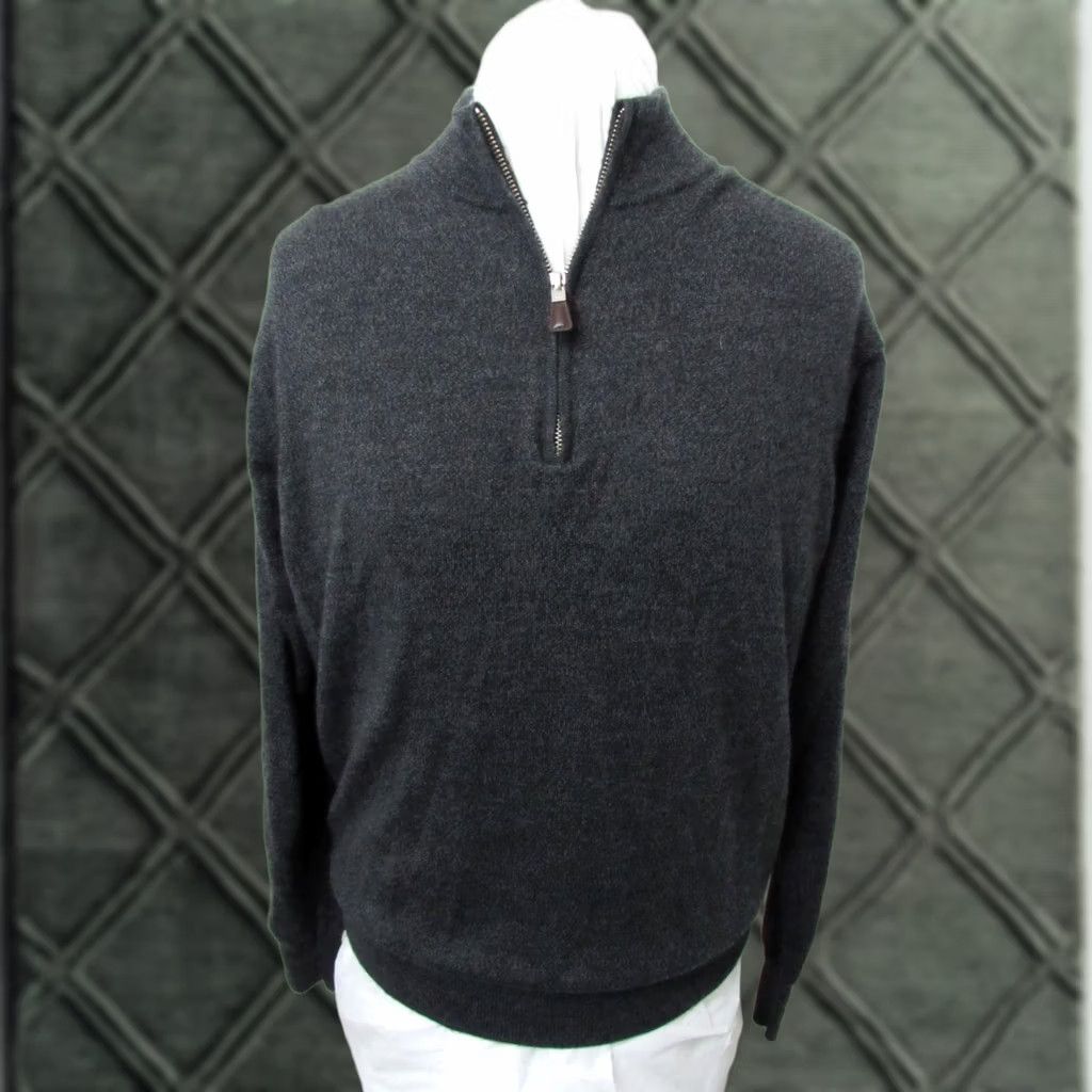 Peter Millar Peter Millar Crown Golf Sweater Men's Size M Gray 1/4 Zip Long Sleeve Mock Neck Pullover Golf - Merino Silk Blend, Classic Preppy Sports Mens Size US M / EU 48-50 / 2 - 1 Thumbnail
