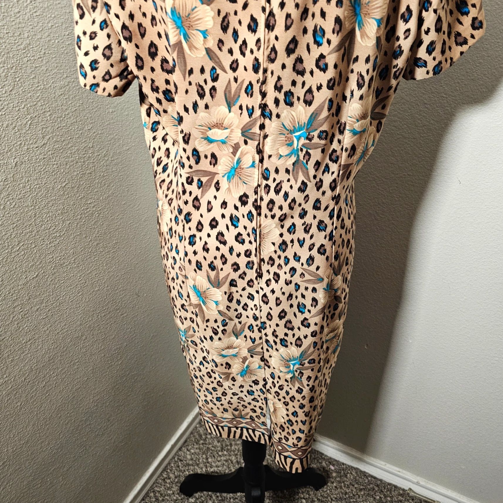 Lee VINTAGE Kathie Lee Dress Shirt Women Regular Long Leopard A-Line 14 Brown Size XL / US 12-14 / IT 48-50 - 5 Thumbnail