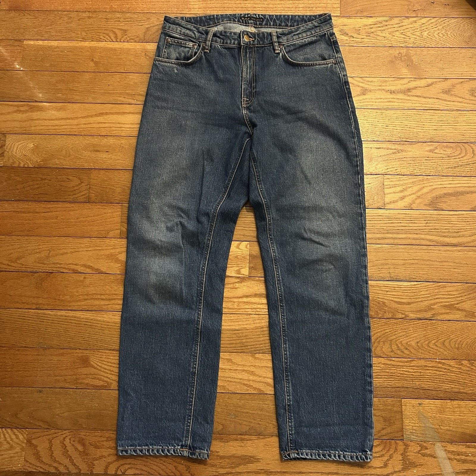 Nudie Jeans Straight Sally Indigo Autumn Blue Stretch Jeans 32x30 Size 32" / US 10 / IT 46 - 1 Thumbnail