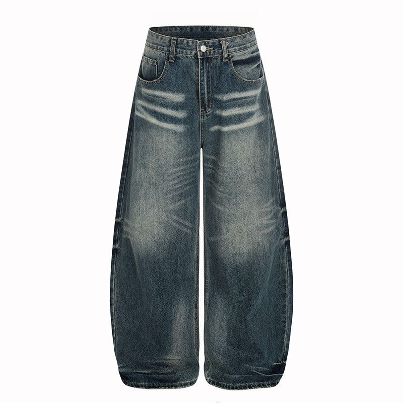 Vintage Retro distressed washed whiskered scimitar jeans for men Size US 32 / EU 48 - 1 Thumbnail