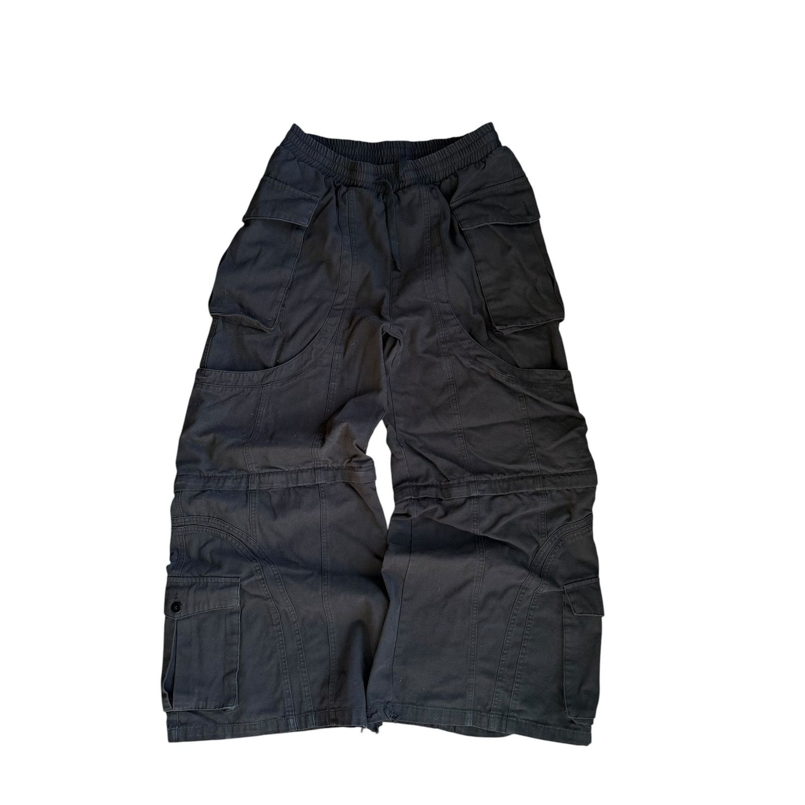 Vintage Black Flared Cargo Convertible Pants Baggy Mens Large Size US 34 / EU 50 - 1 Thumbnail