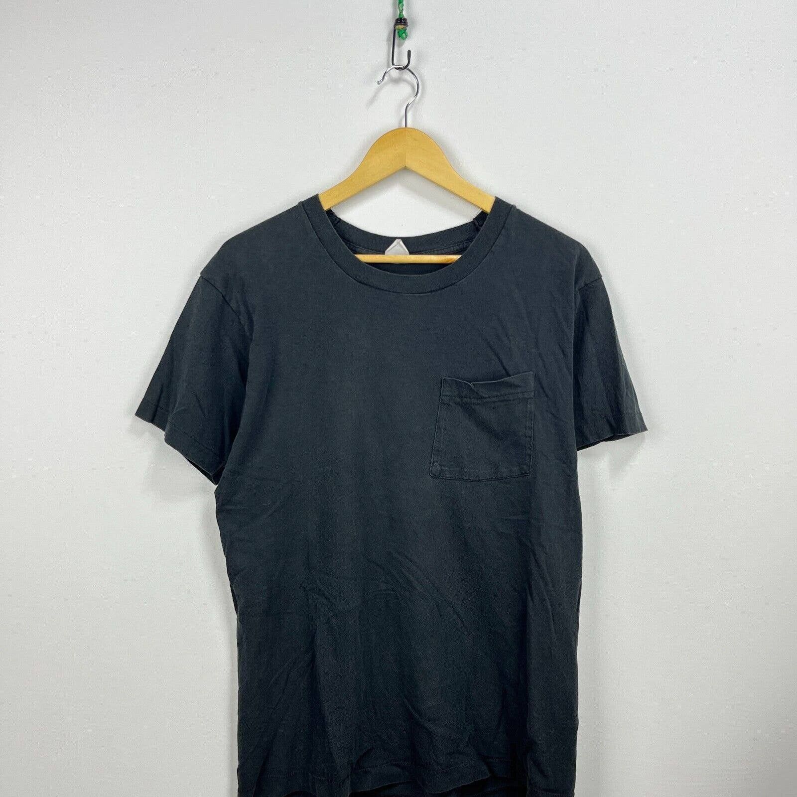 Blank × Vintage Vintage 90s Faded Blank Black Pocket T Shirt Single ...