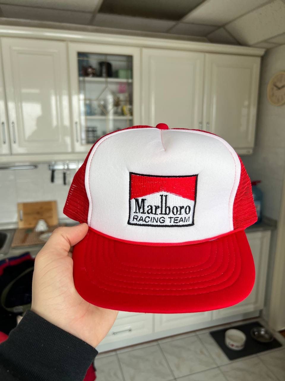 Marlboro Vintage 1990s Marlboro Racing Team Cap Hat Mesh Truckers RED Size ONE SIZE - 2 Thumbnail