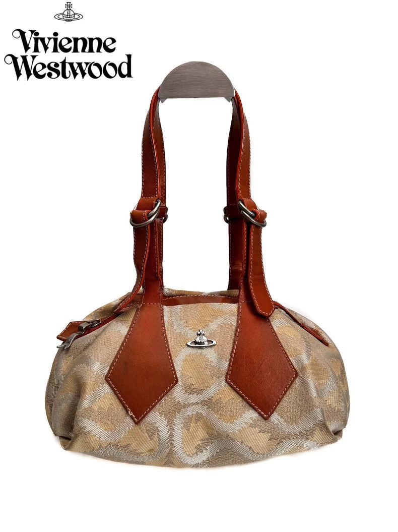 Vivienne Westwood Champagne gold pirate wavy Boston bag