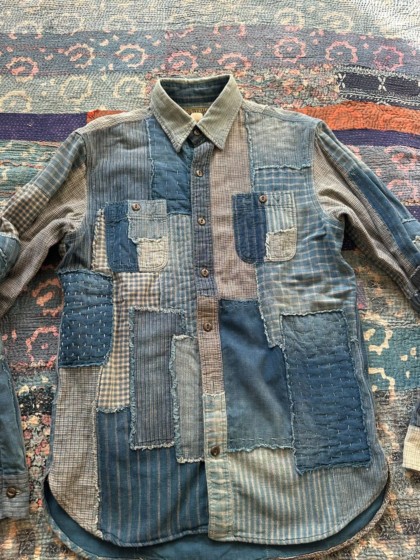 RRL Ralph Lauren rrl blue dye patchwork shirt S size Size US S / EU 44-46 / 1 - 1 Thumbnail