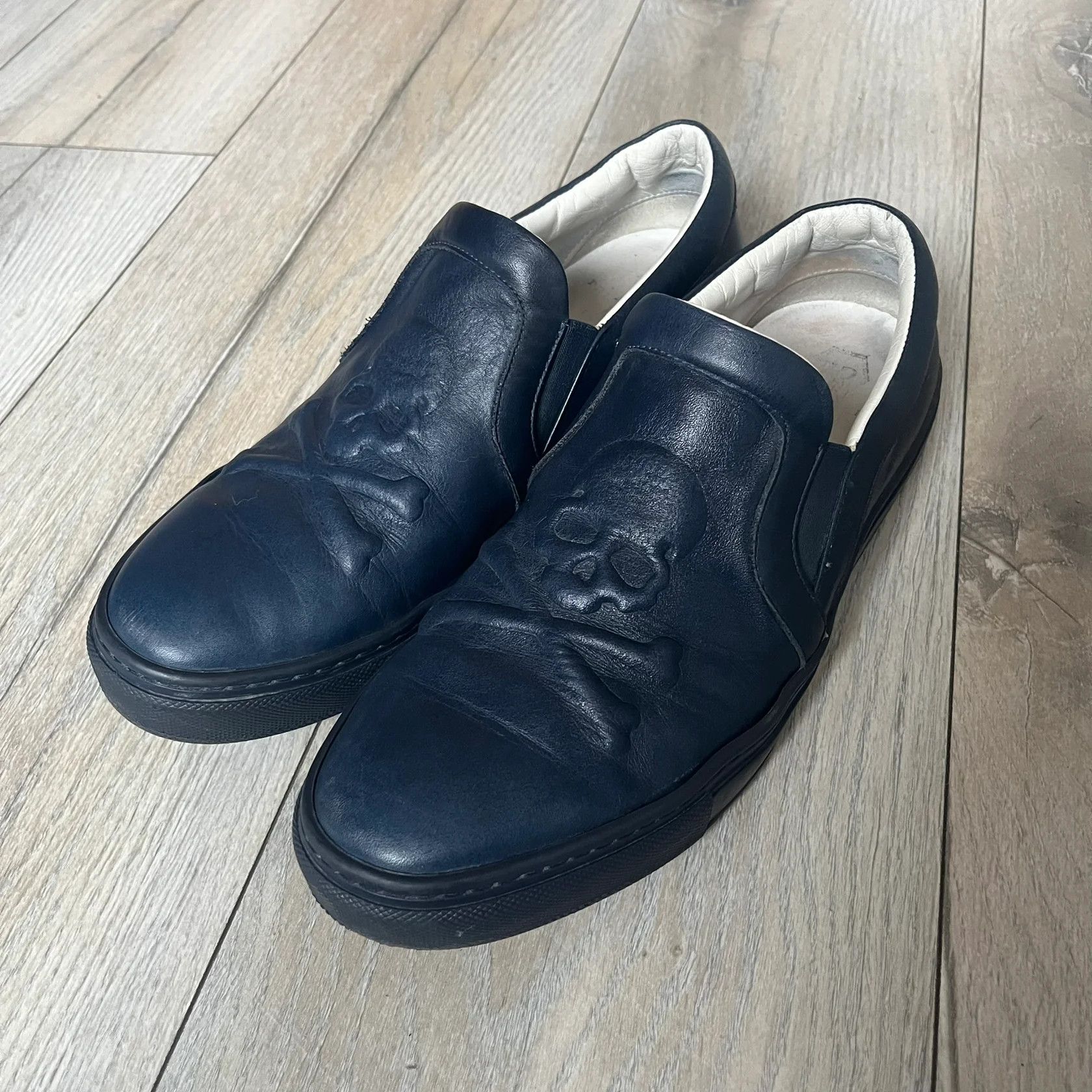 Philipp Plein Philipp Plein Navy Skull Slip Ons Size US 9 / EU 42 - 1 Thumbnail