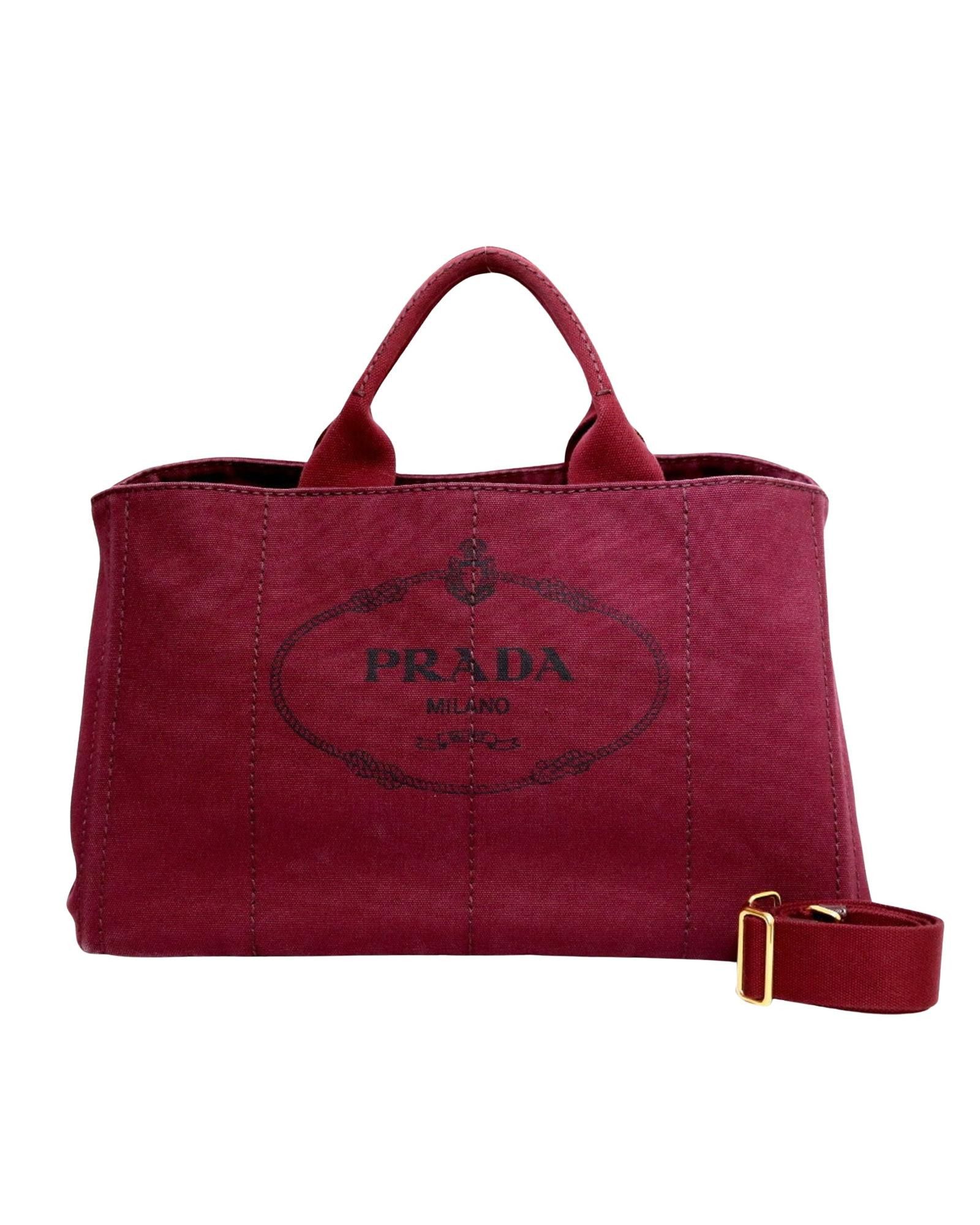 image of Prada Elegant Purple Canvas Shoulder Bag, Women's