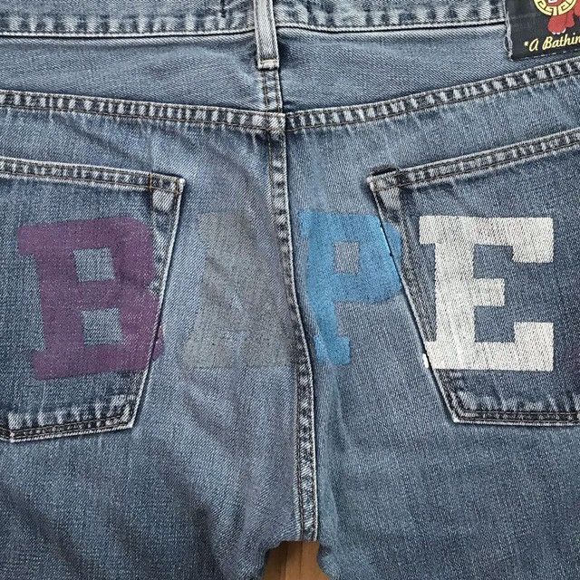 Bape × Nigo 🔥Yokohama limited color🔥 BAPE LOGO denim pants NIGO ★size M Size US 32 / EU 48 - 2 Thumbnail