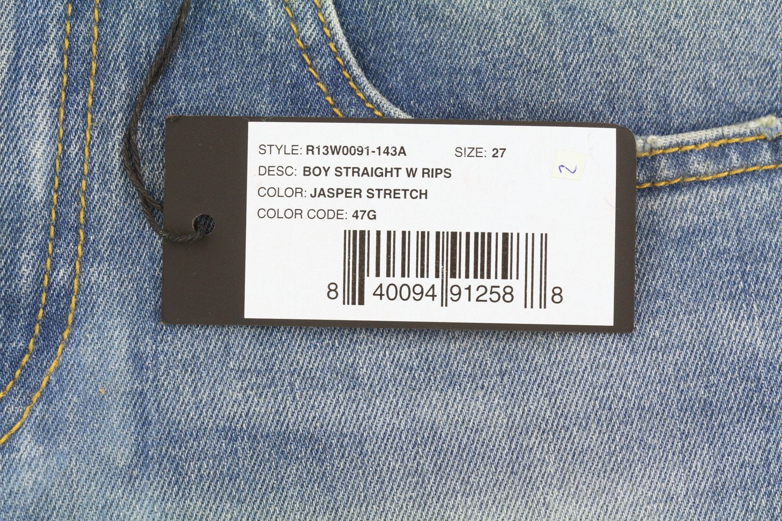 R13 BOY STRAIGHT W RIPS 27 Jasper Stretch Distress Jeans 86234 Size 27" / US 4 / IT 40 - 11 Thumbnail