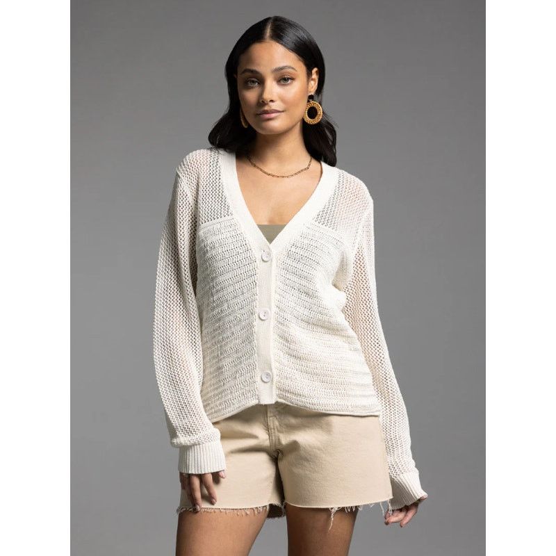Other Weekend Los Angeles Iman Ivory Knit Button Down Cardigan Size L / US 10 / IT 46 - 1 Thumbnail