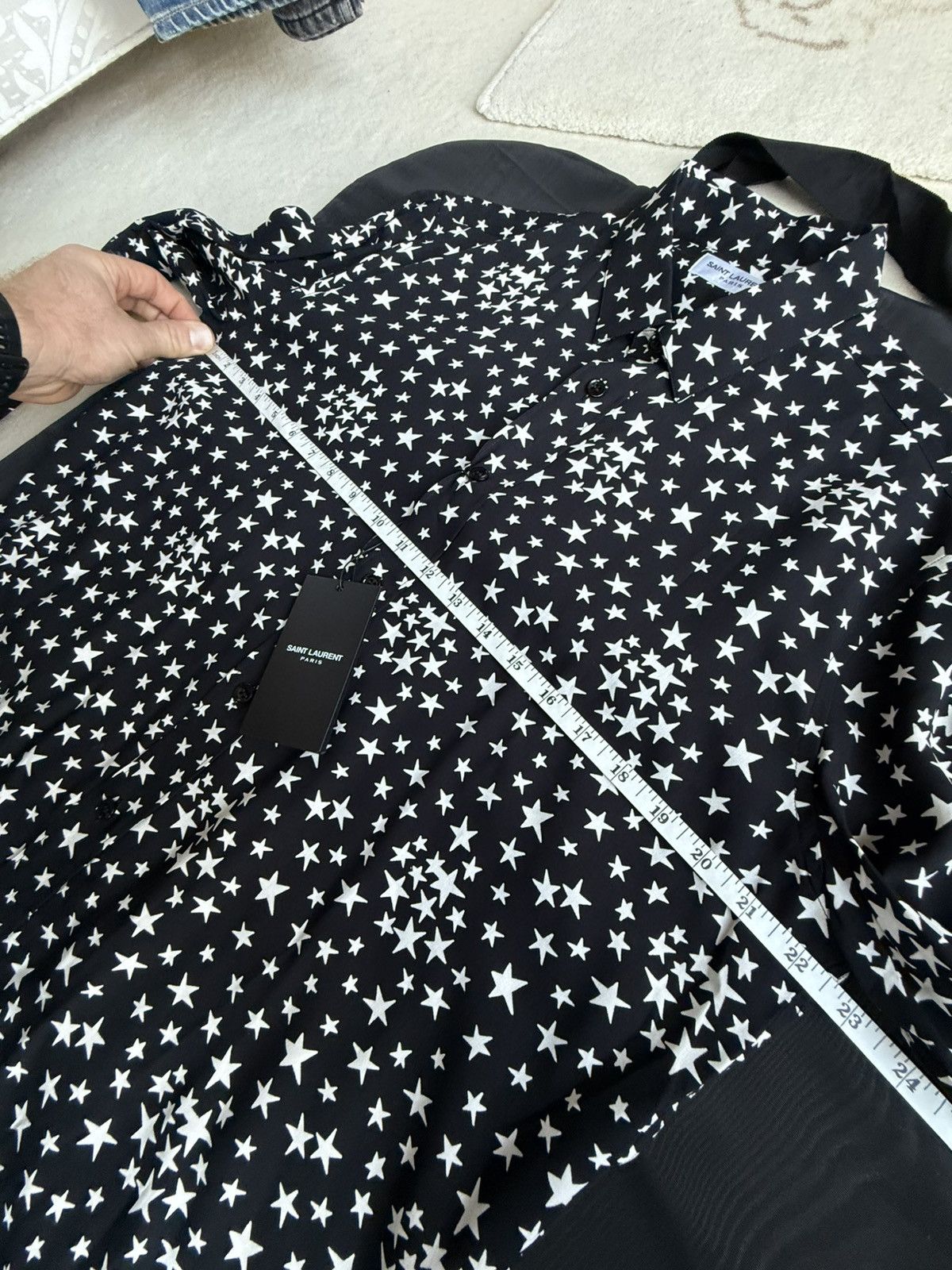 Saint Laurent Paris FW16 Saint Laurent black white star shirt 41 BNWT Hedi grail Size US L / EU 52-54 / 3 - 7 Thumbnail