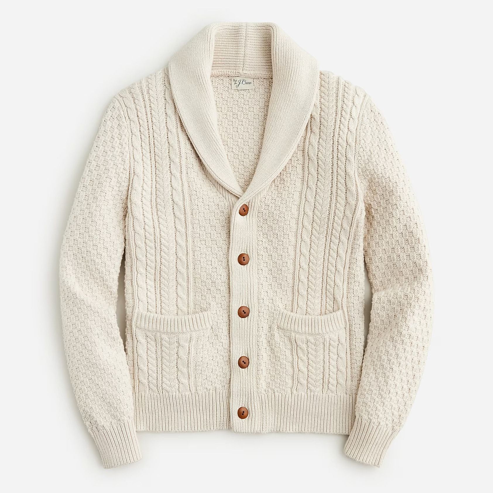 Image of J Crew J. Crew Heritage Cable Knit Shawl Collar Cardigan Sweater, Men's (Size XL)