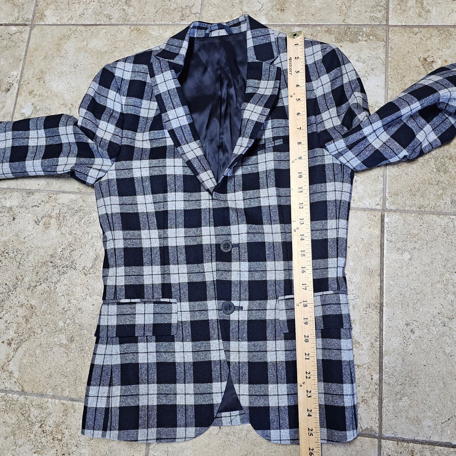 Sisley Sisley Made in Italy Mens Slim Fit Gray/Black Blazer szSmall Size US S / EU 44-46 / 1 - 9 Thumbnail